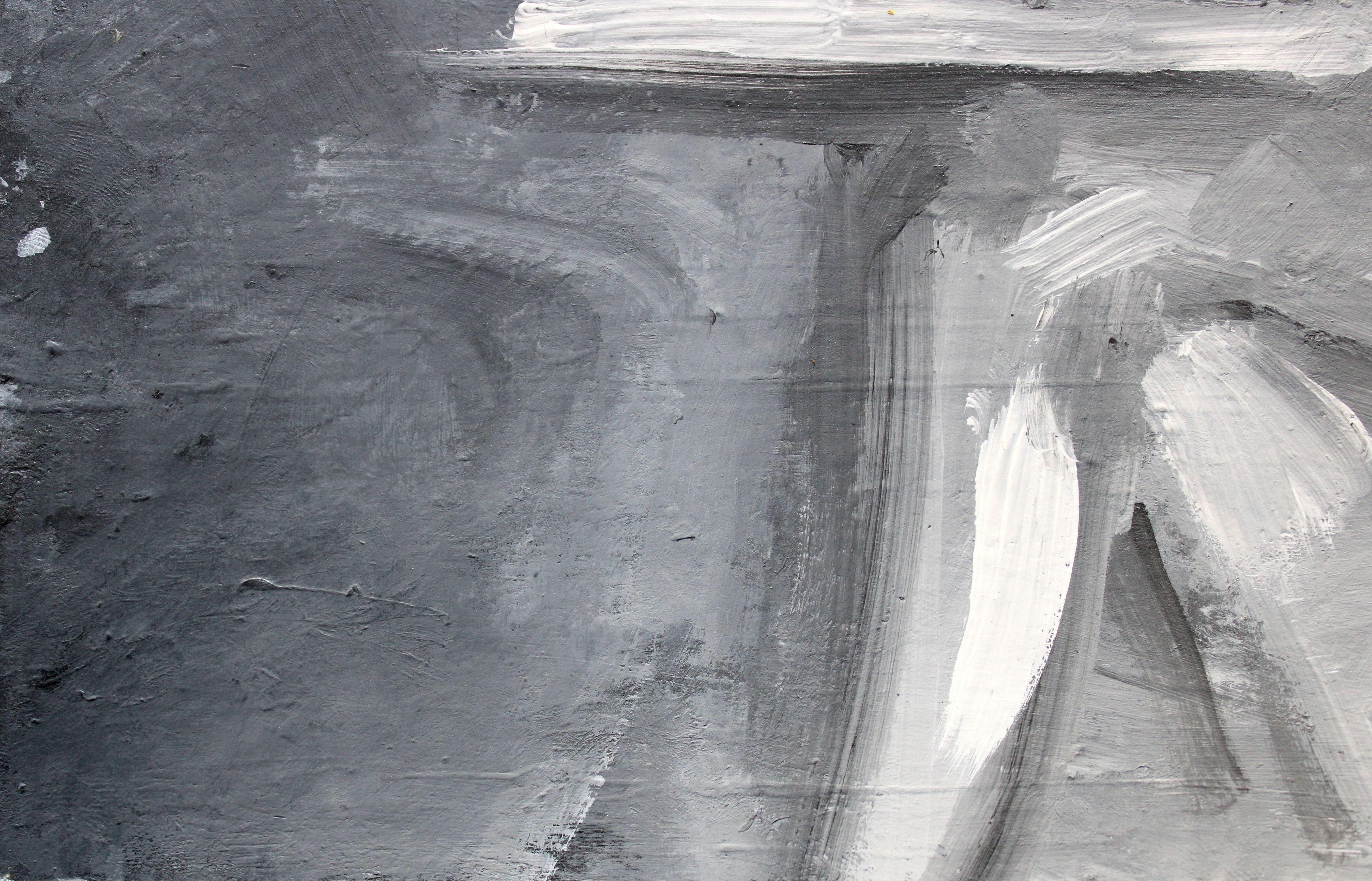 Cafe. 2024., acrylic, paper, 25x25 cm - Gray Abstract Painting by Ansis Butnor