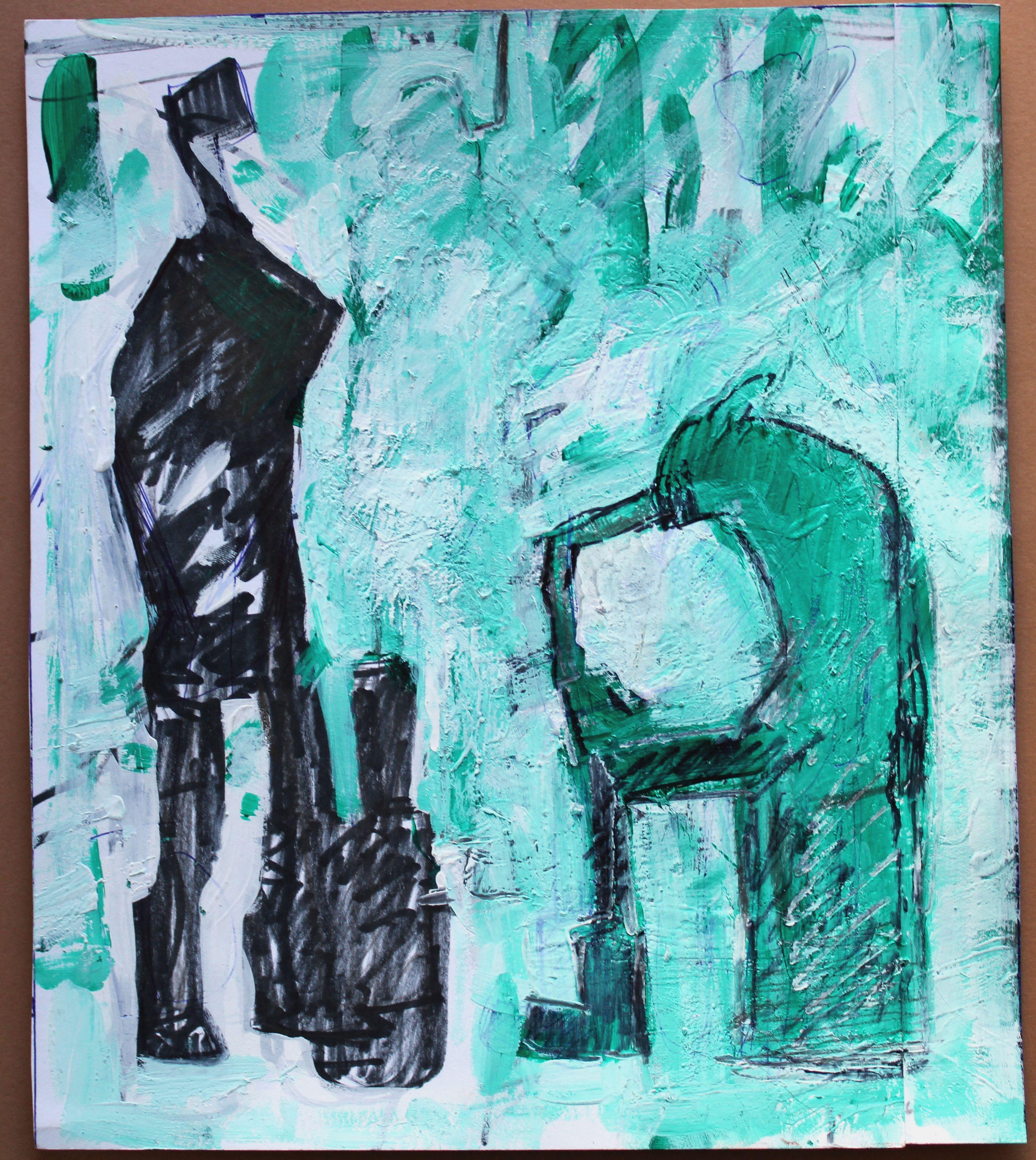 Kaminholzschubladen. 2024., Acryl, Papier, 26 x 22, 5 cm – Painting von Ansis Butnor