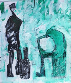 Firewood splitters. 2024., acrylic, paper, 26 x 22. 5 cm