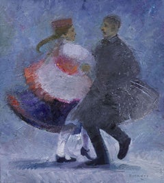 Danza popolare. 2024, olio su tela, 100x90 cm