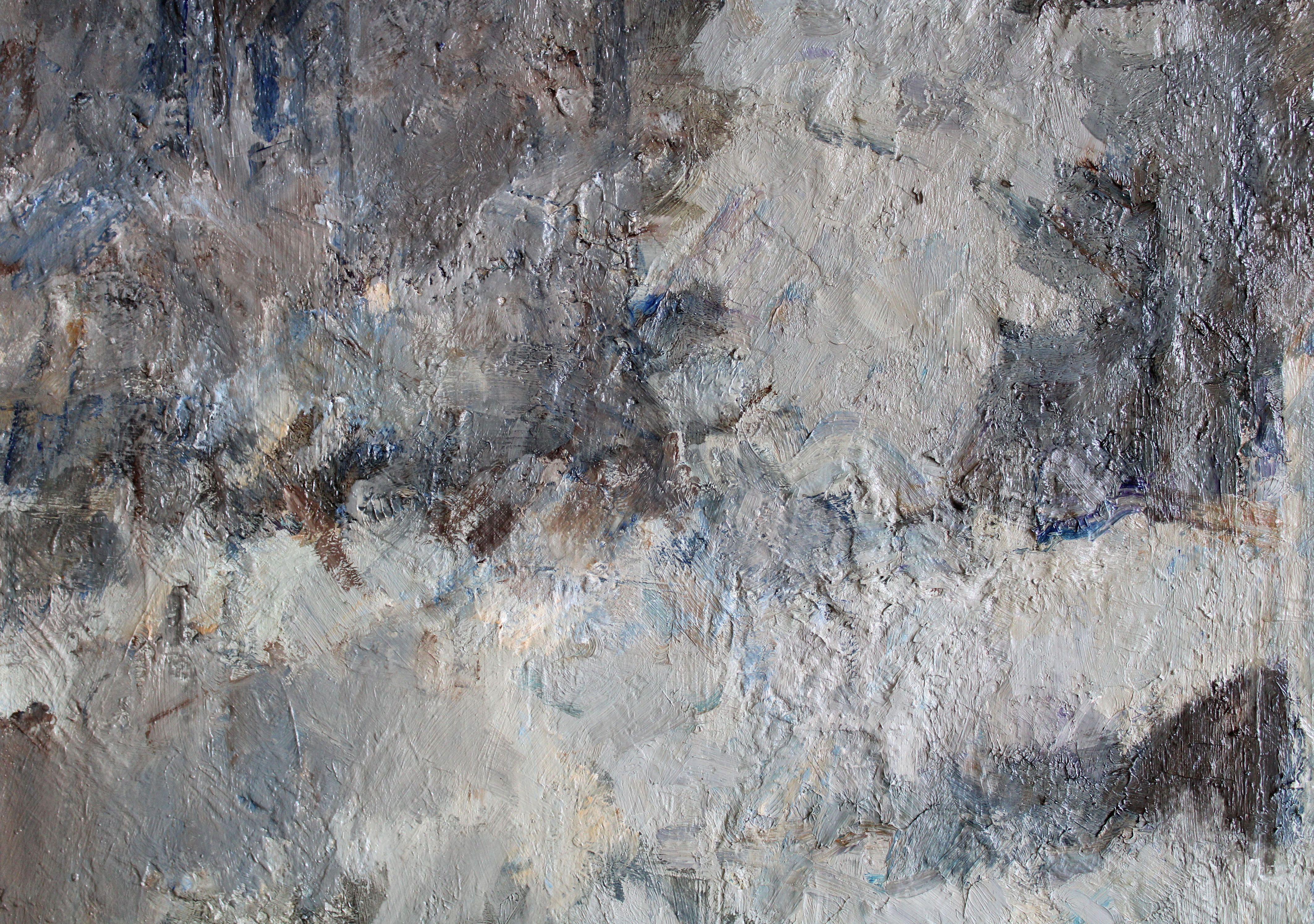 Full moon. 2024, oil on canvas, 60x50 cm - Gray Landscape Painting by Ansis Butnor