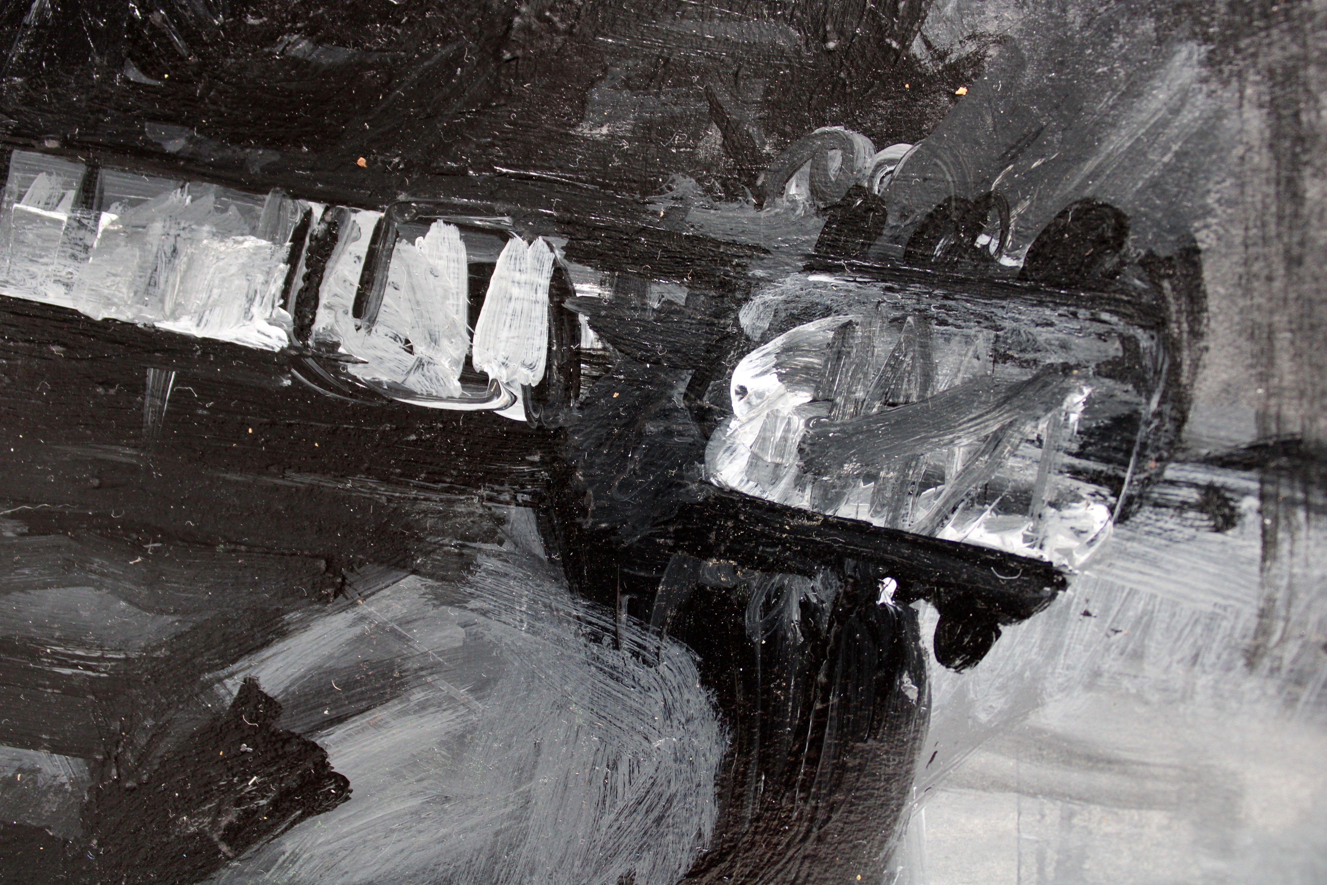 Guitar player. 2023, paper, acrylic, 25x25 cm - Modern Painting by Ansis Butnor