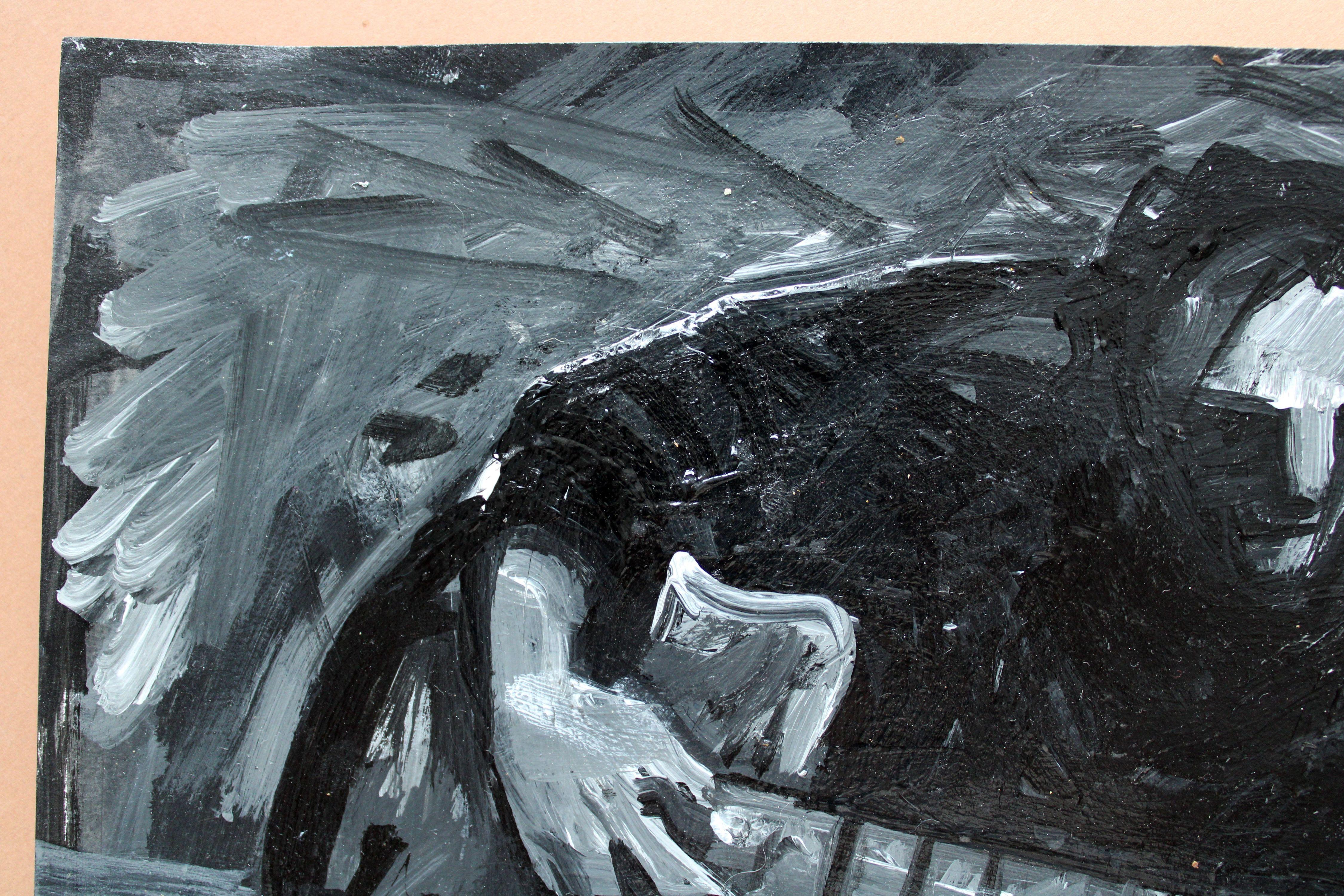 Guitar player. 2023, paper, acrylic, 25x25 cm For Sale 1