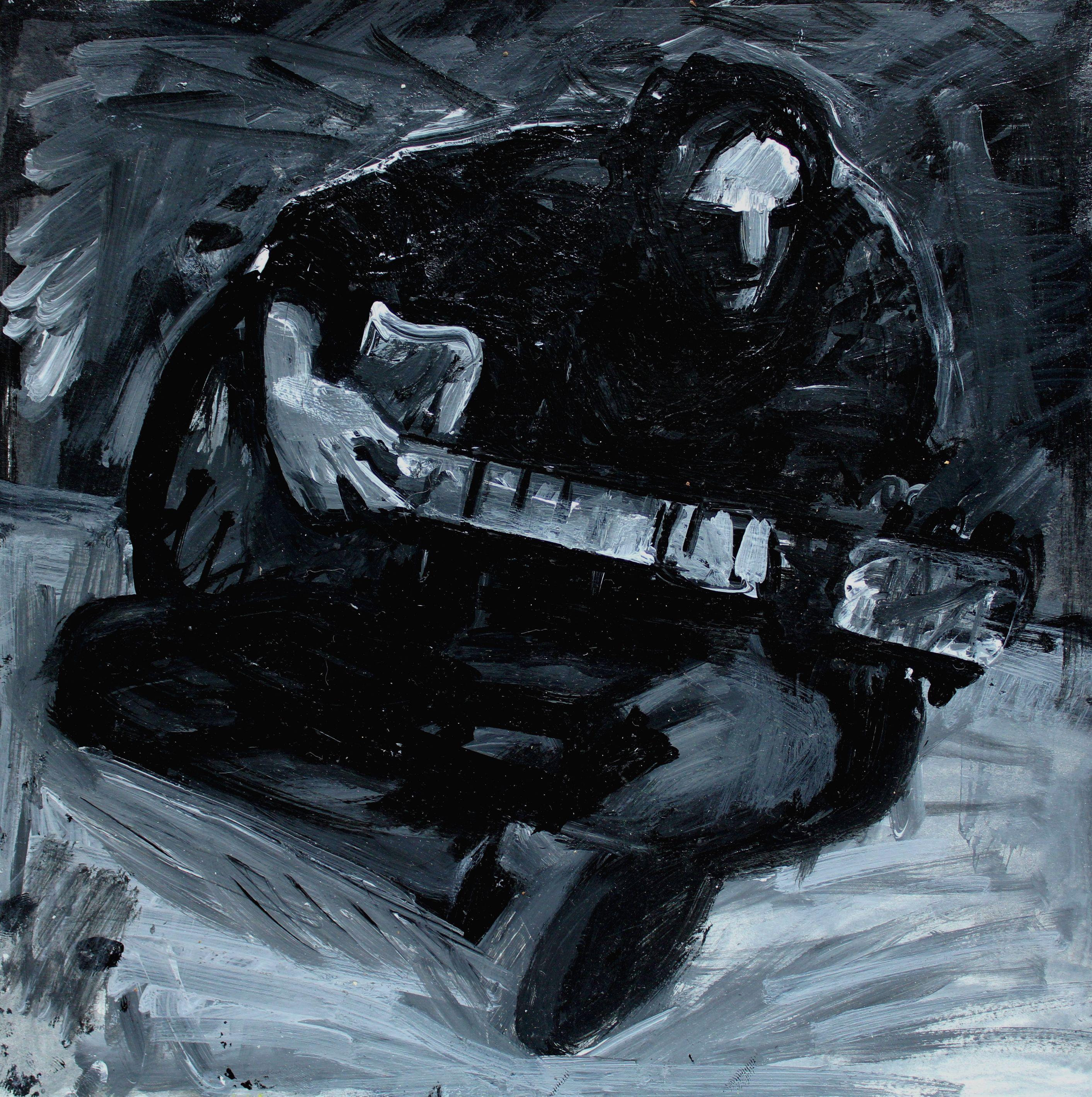 Guitar player. 2023, paper, acrylic, 25x25 cm