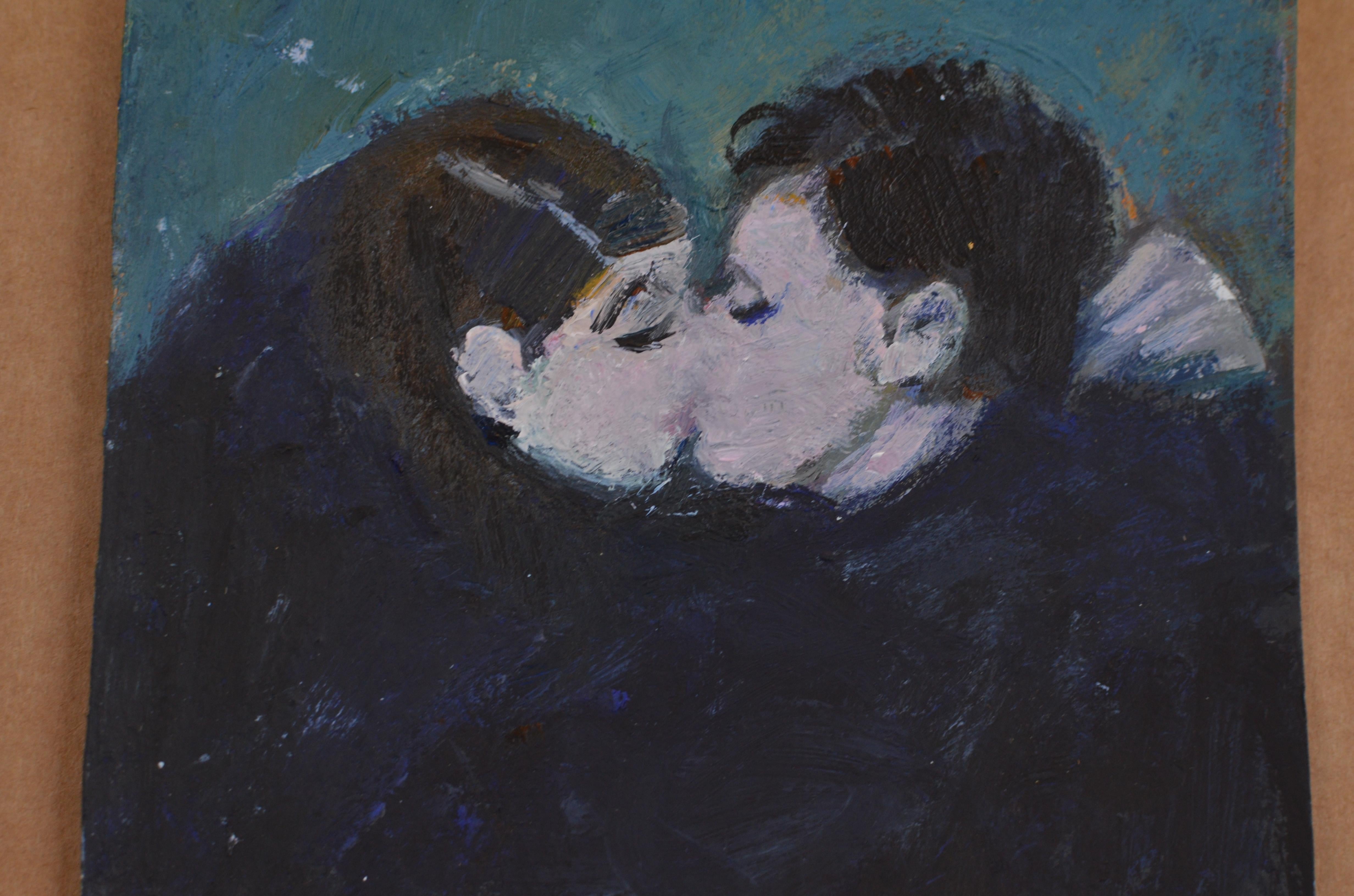 Kiss. 2025., acrylic on paper, 16x14 cm For Sale 2