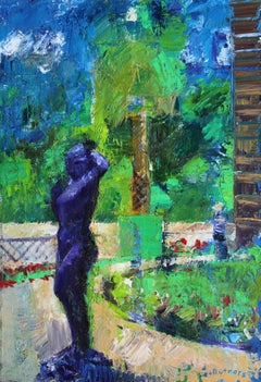 Giardini del Lussemburgo. 2024, olio su tela, 80x55 cm
