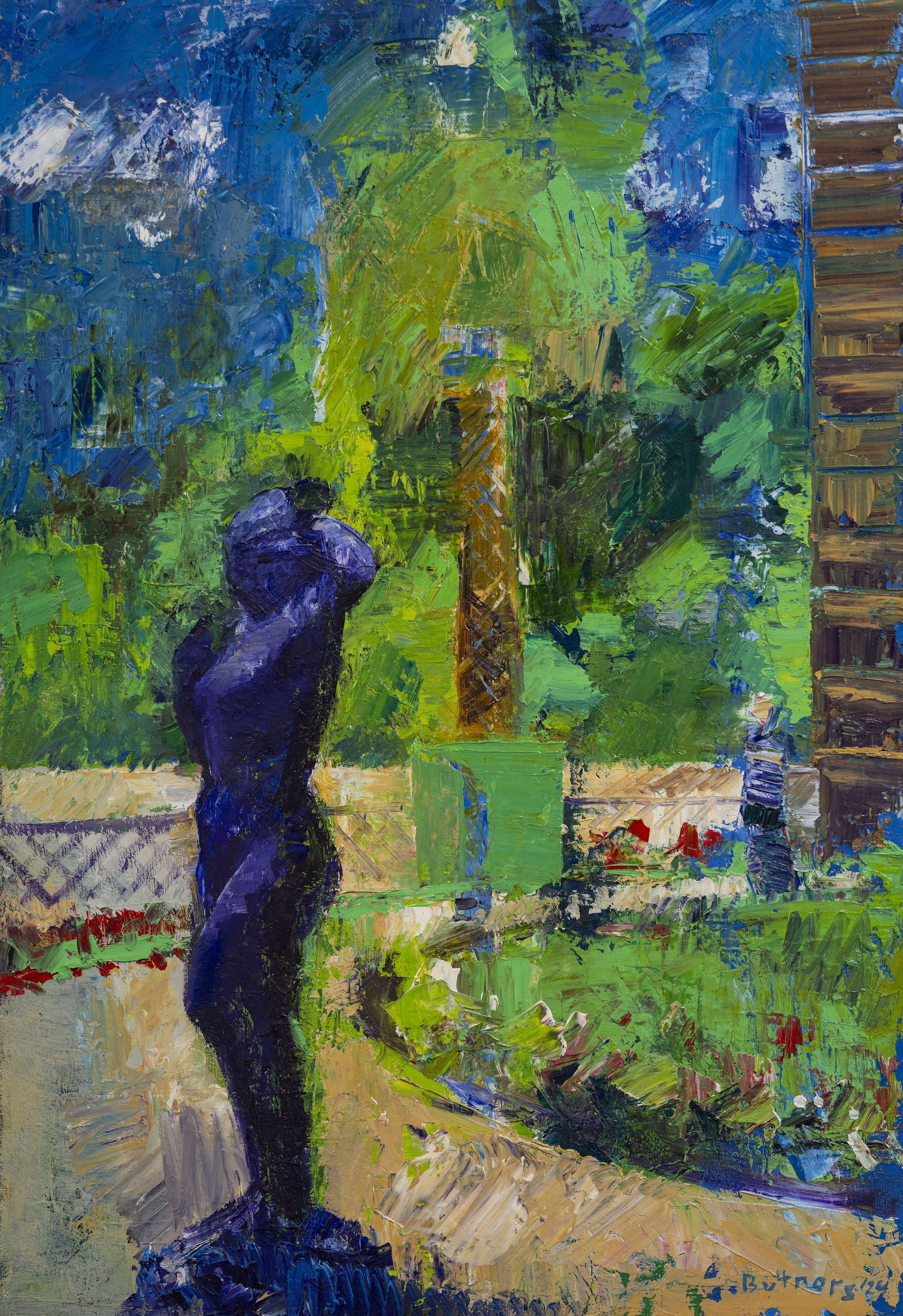 Luxembourg gardens. 2024, oil on canvas, 80x55 cm - Painting by Ansis Butnor