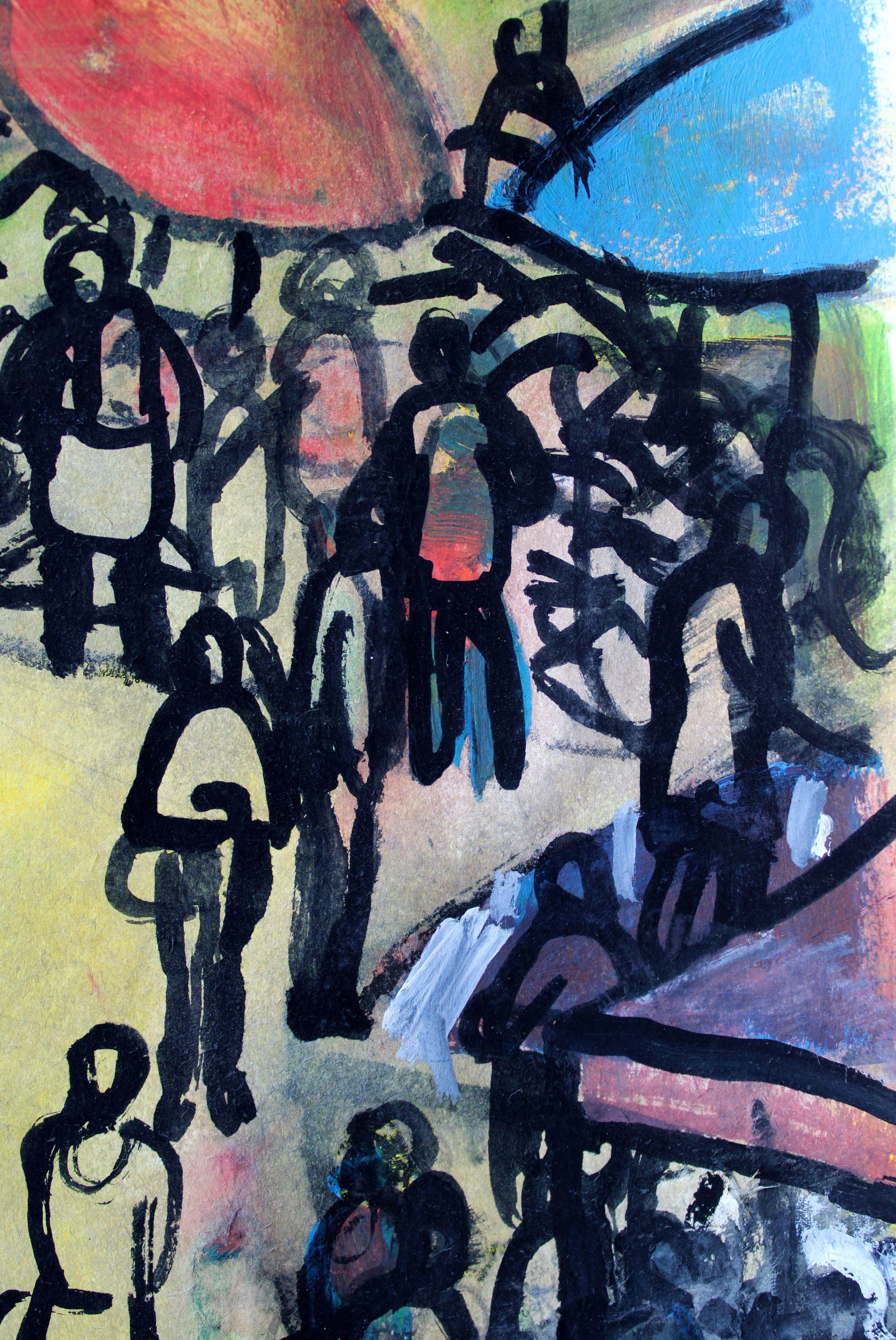 Markt. 2022, Papier, Gouache, 25x25 cm – Painting von Ansis Butnor