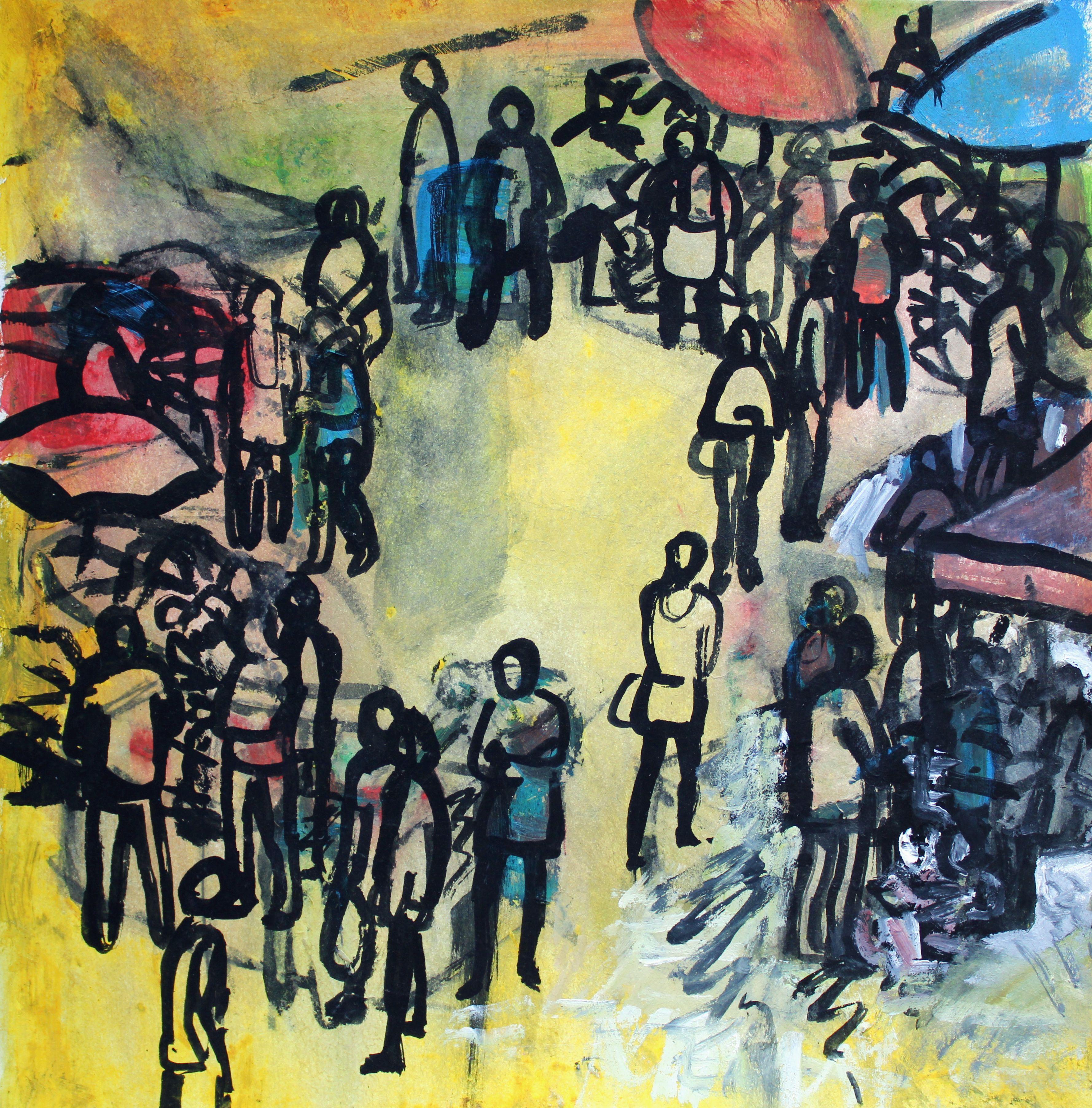 Mercado. 2022, papel, gouache, 25x25 cm