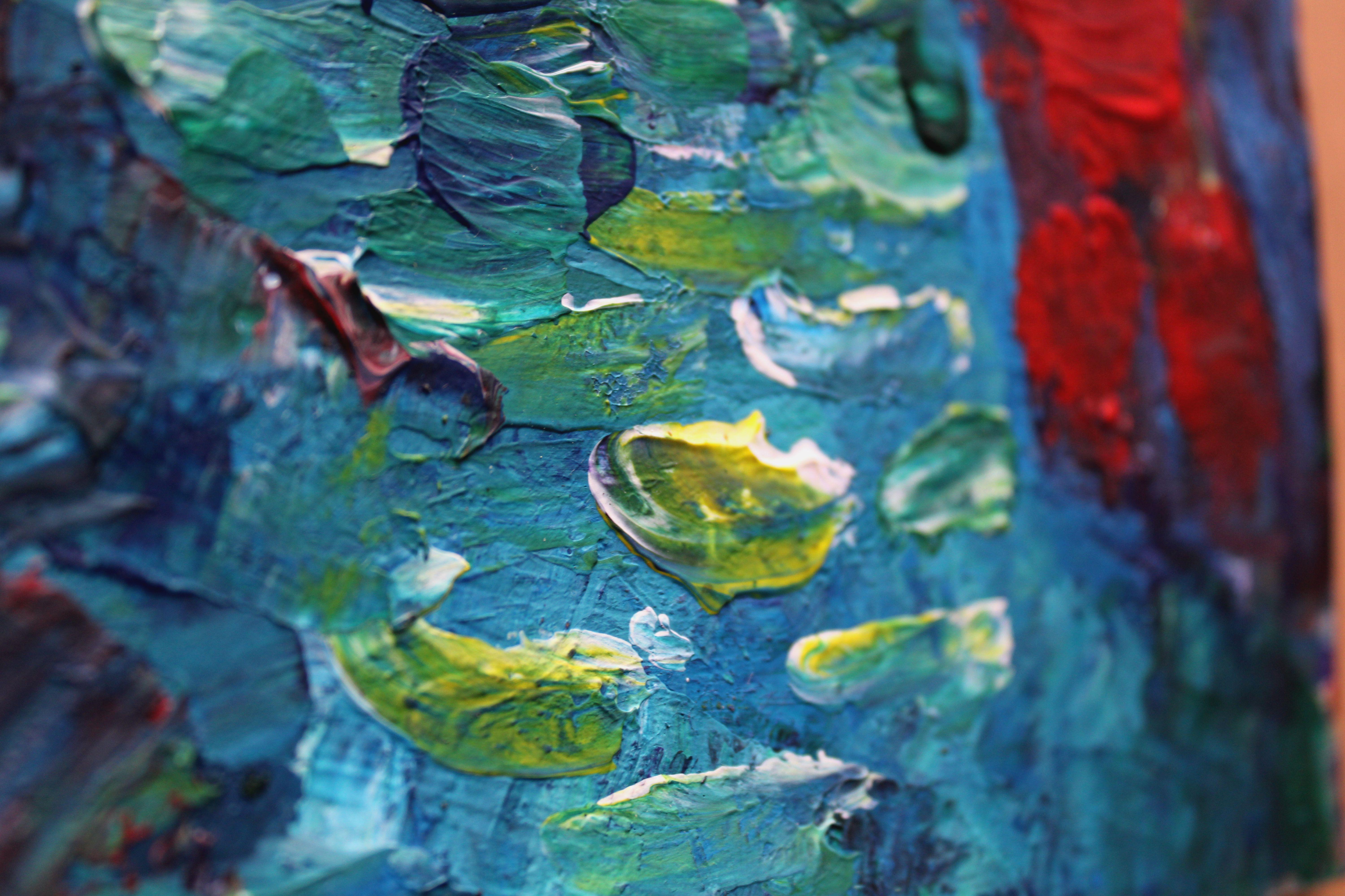 Night swim. 2023, acrylique, papier, 25 x 25 cm en vente 4