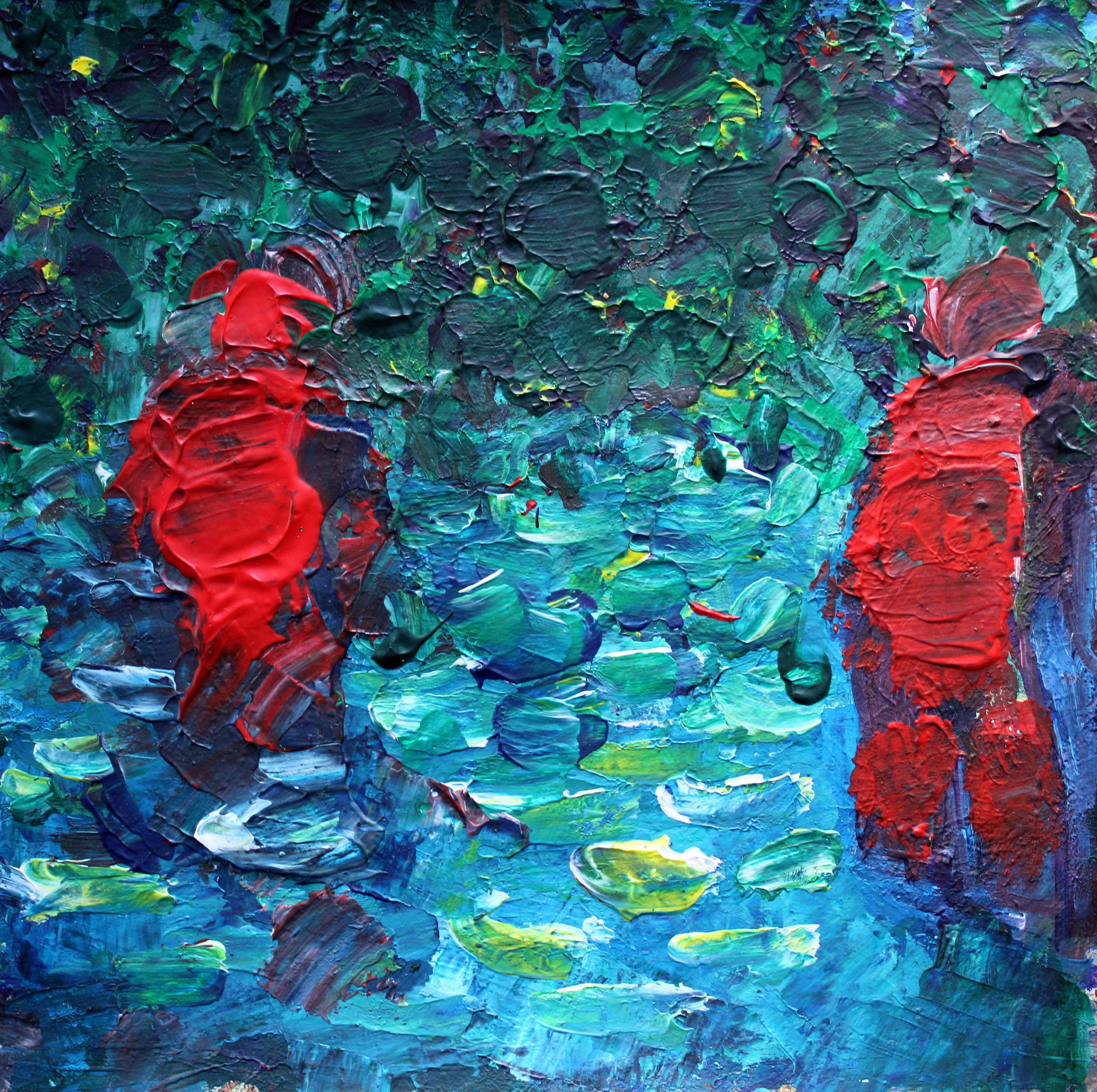 Nuoto notturno. 2023., acrilico, carta, 25 x 25 cm