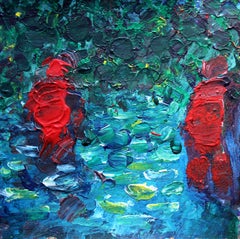 Nuoto notturno. 2023., acrilico, carta, 25 x 25 cm