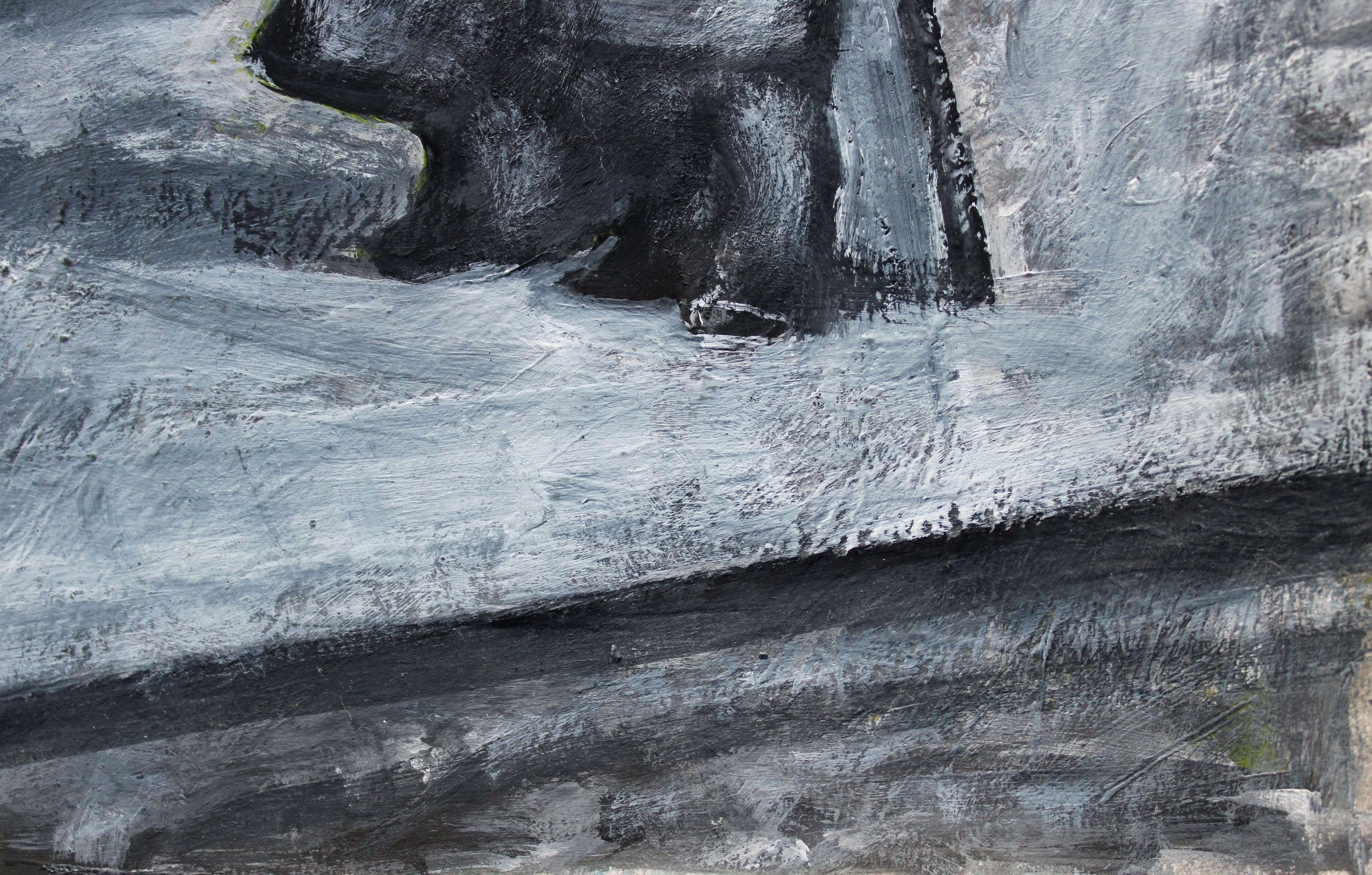 On the platform. 2022, gouache, paper, 25x25 cm - Modern Painting by Ansis Butnor