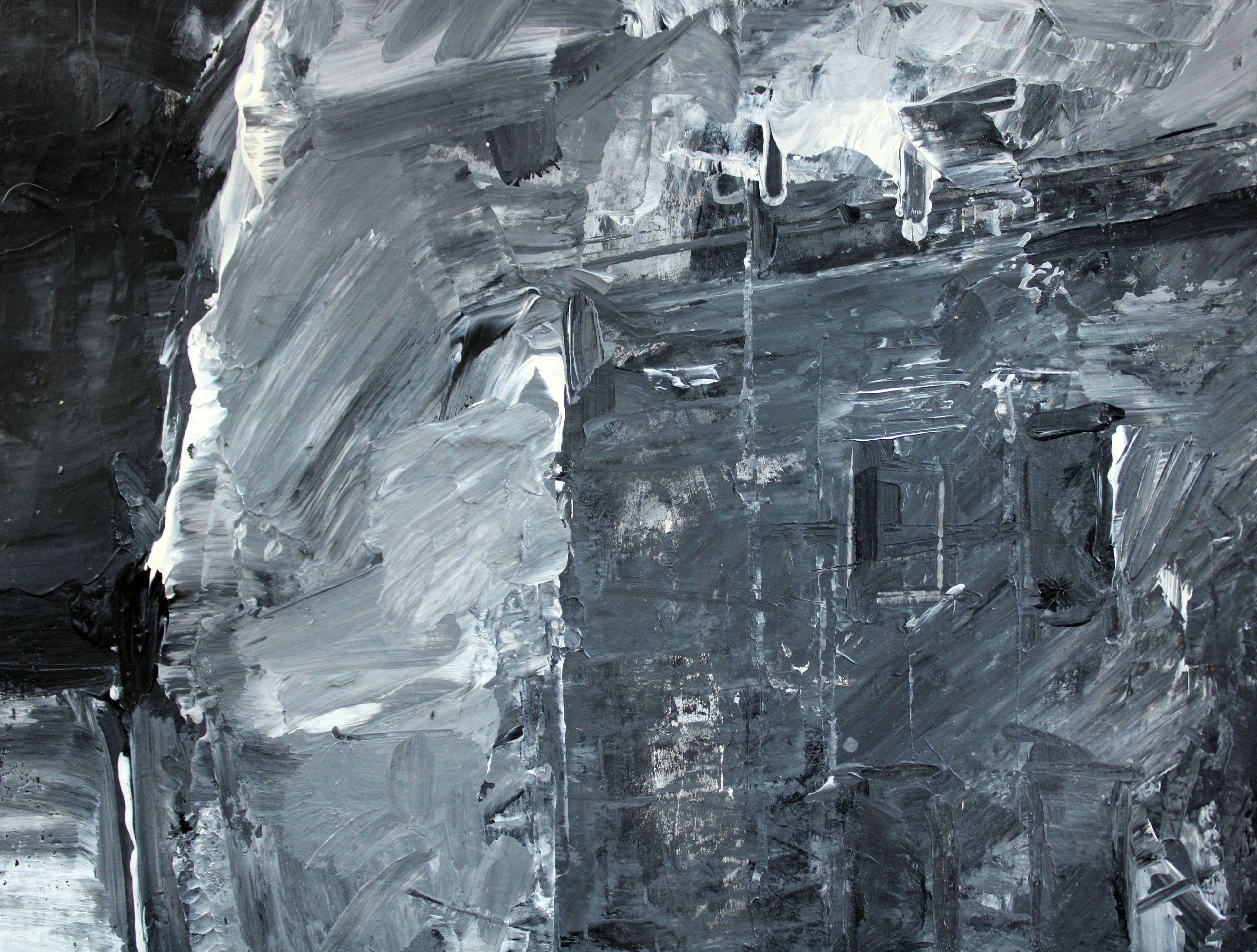 Opposite house. 2024, paper, acrylic, 25x25 cm - Painting by Ansis Butnor