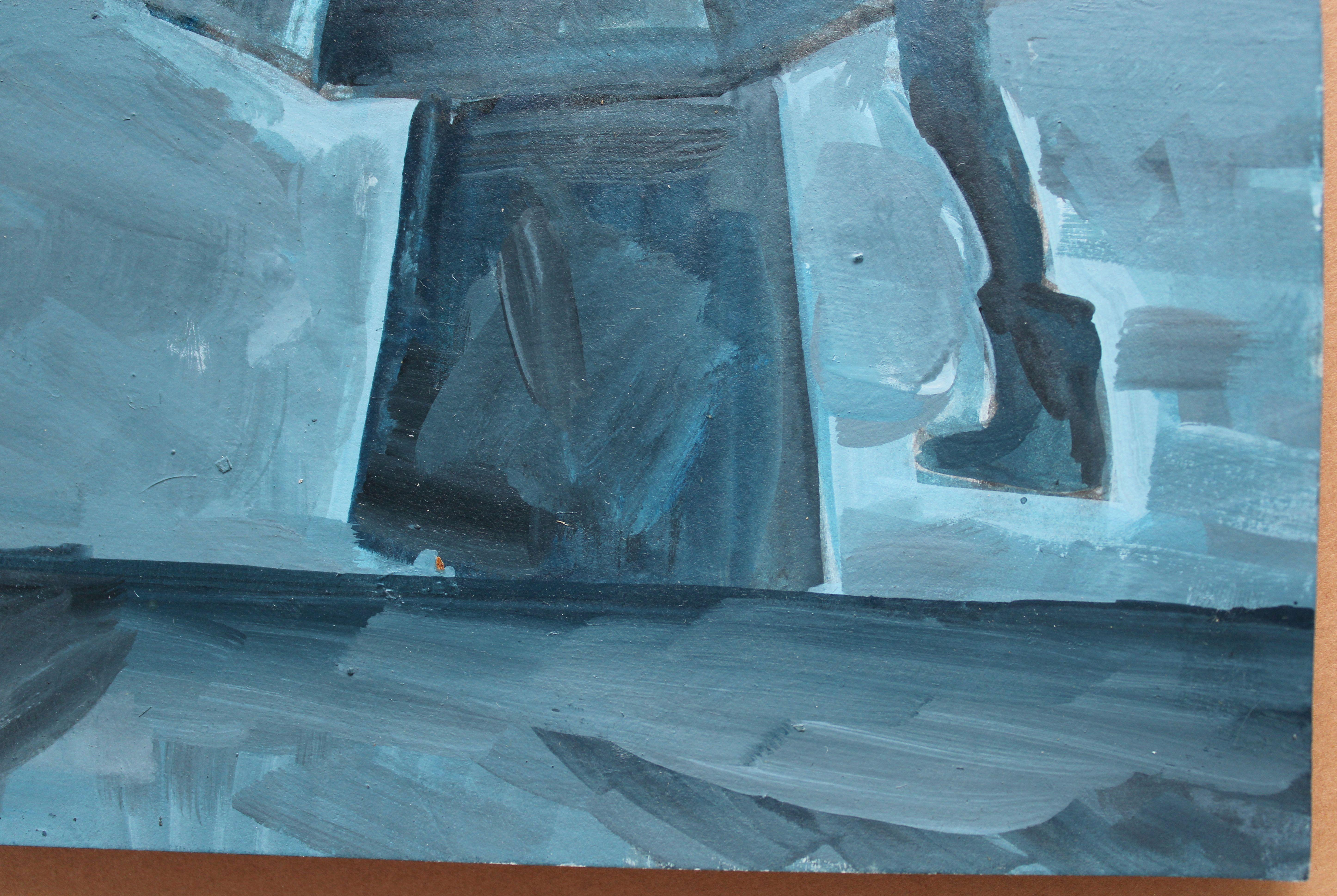 Regentag. 2023, Papier, Acryl, 25x25 cm – Painting von Ansis Butnor