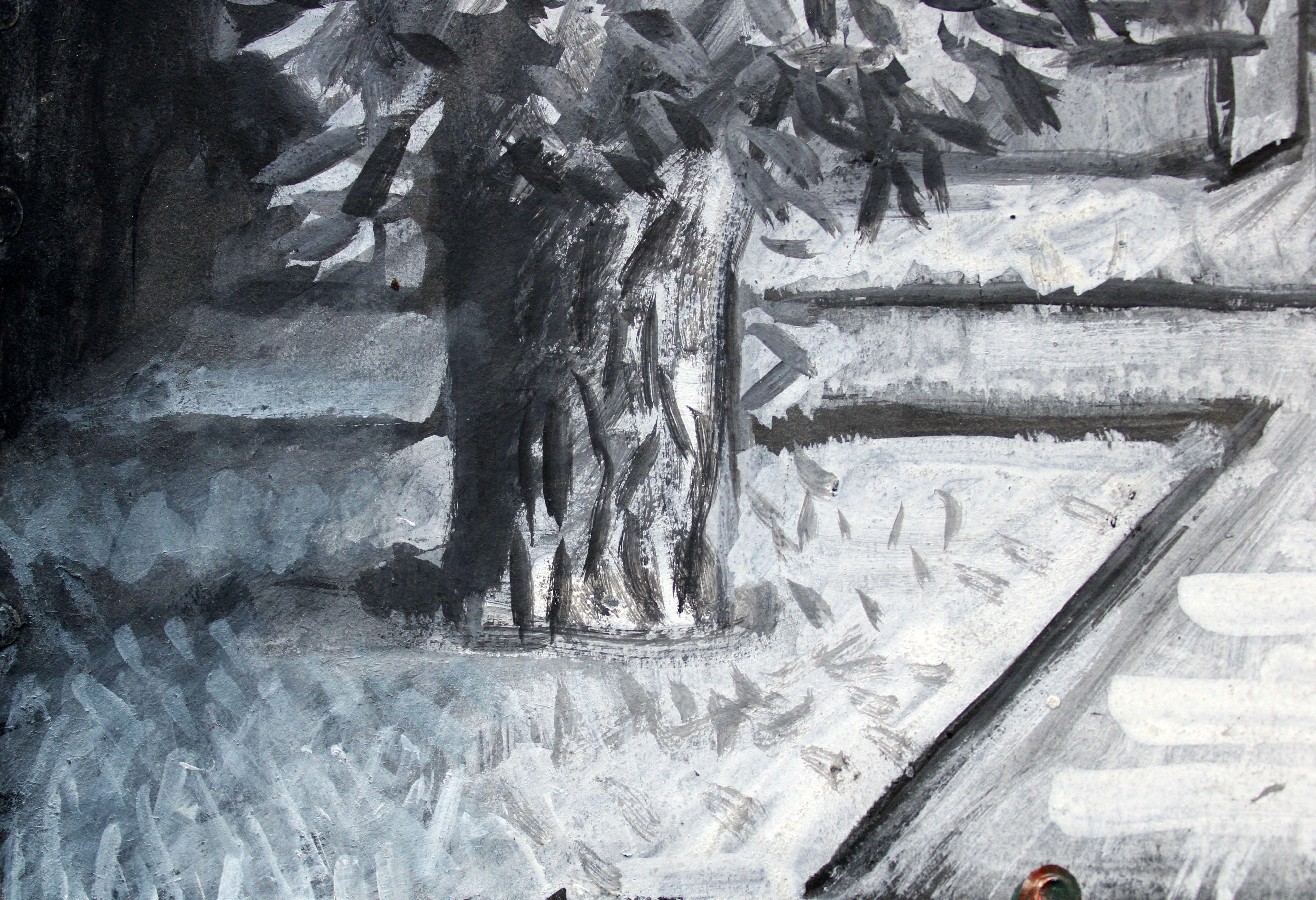 Straße bei Nacht. 2021, Gouache, Papier, 25x25 cm (Moderne), Painting, von Ansis Butnor