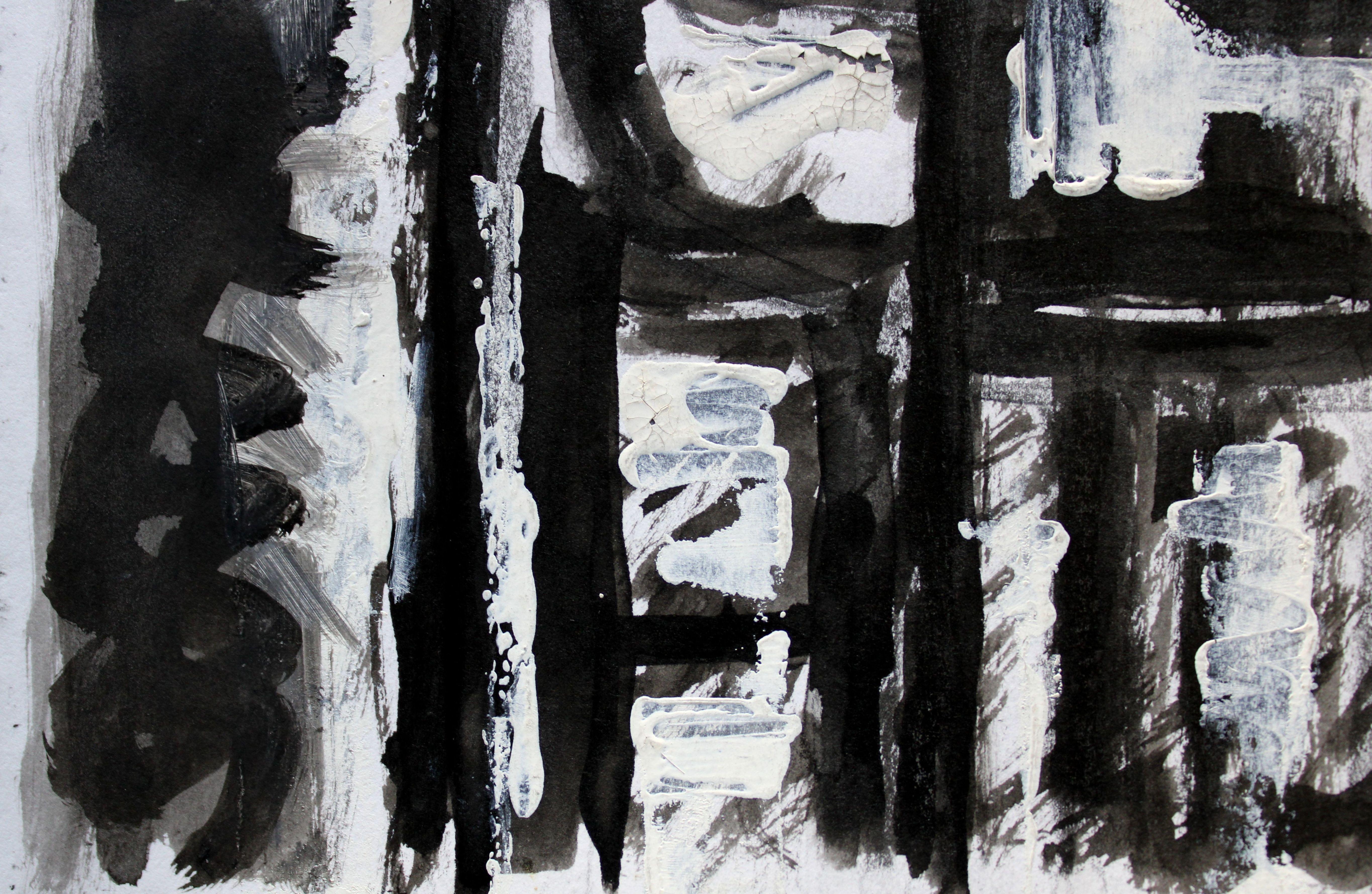 Café in der Street Street. 2021, Acryl, Papier, 25x25 cm (Schwarz), Abstract Painting, von Ansis Butnor