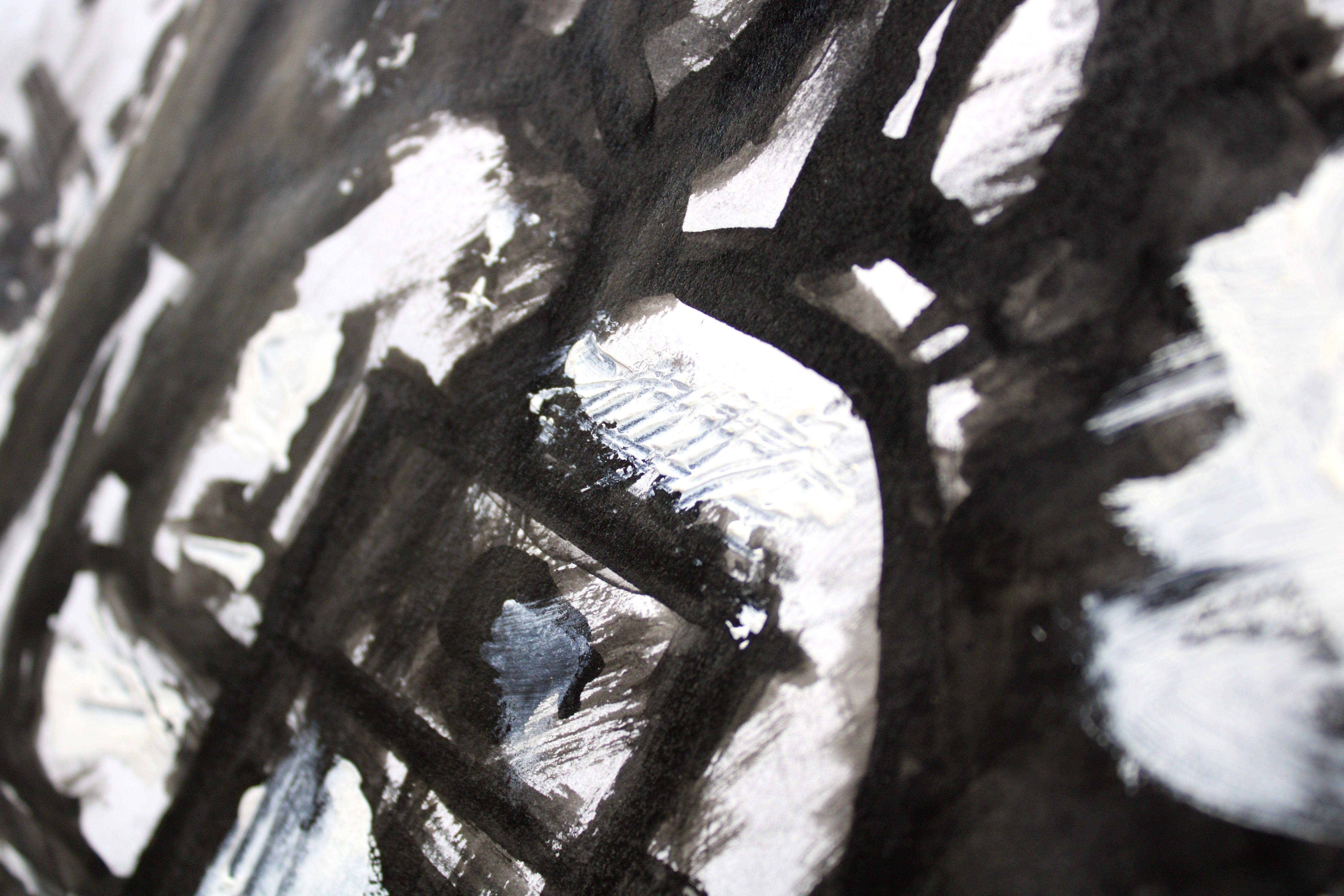 Café in der Street Street. 2021, Acryl, Papier, 25x25 cm im Angebot 2