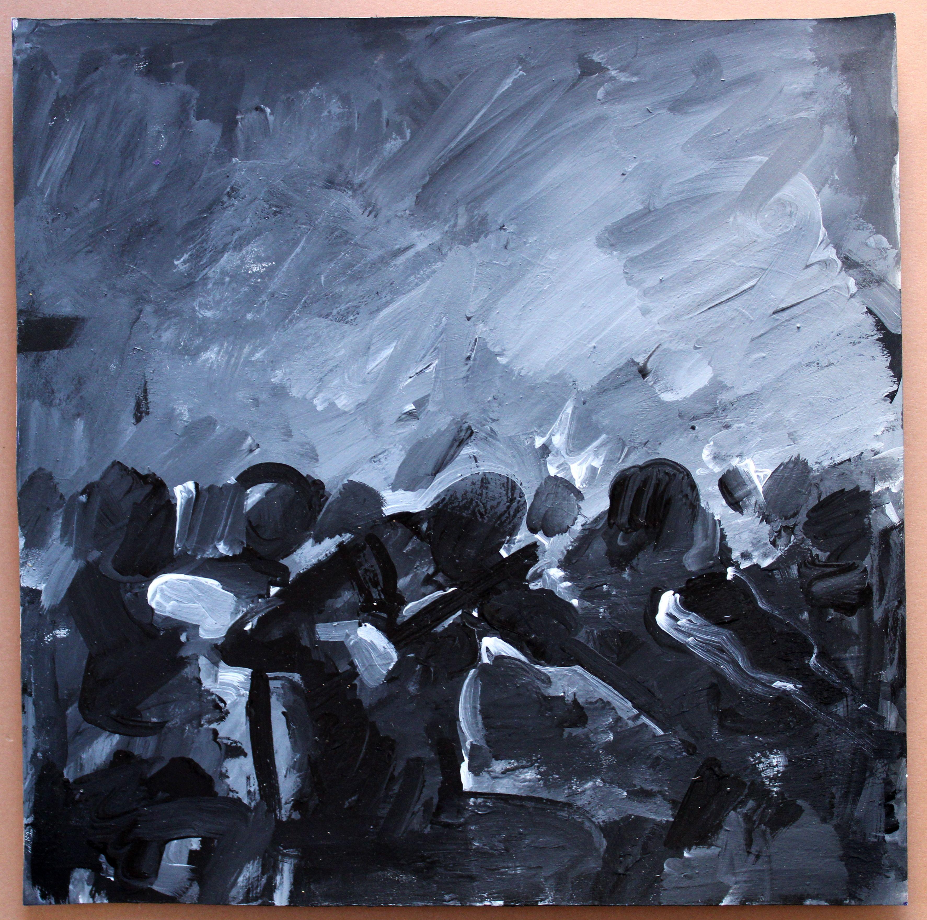 The string orchestra. 2024., acrylic on paper, 24x24 cm - Art by Ansis Butnor