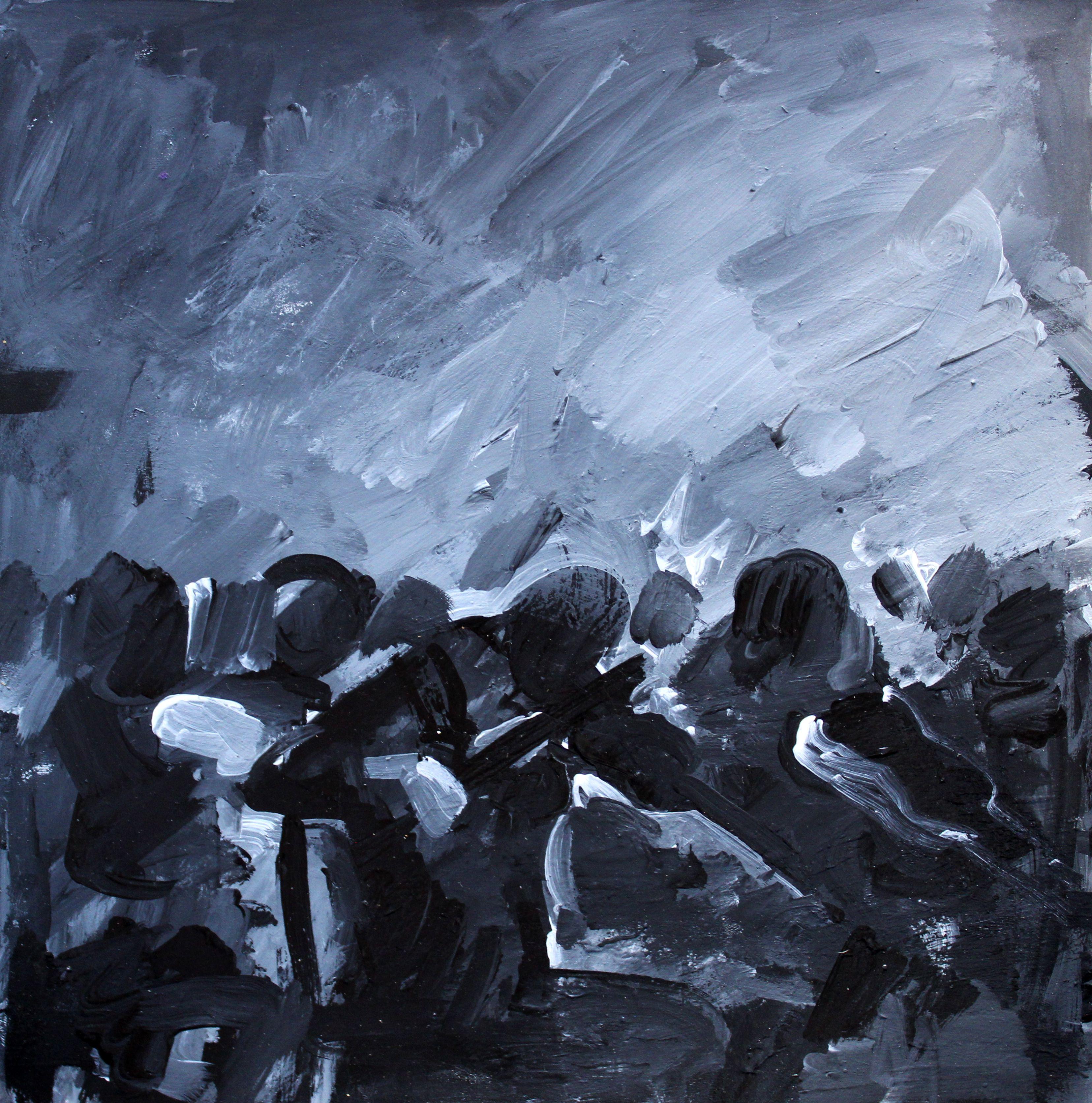 The string orchestra. 2024., acrylic on paper, 24x24 cm