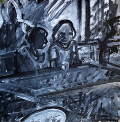 Due al bar. 2023, guazzo, carta, 25 x 25 cm