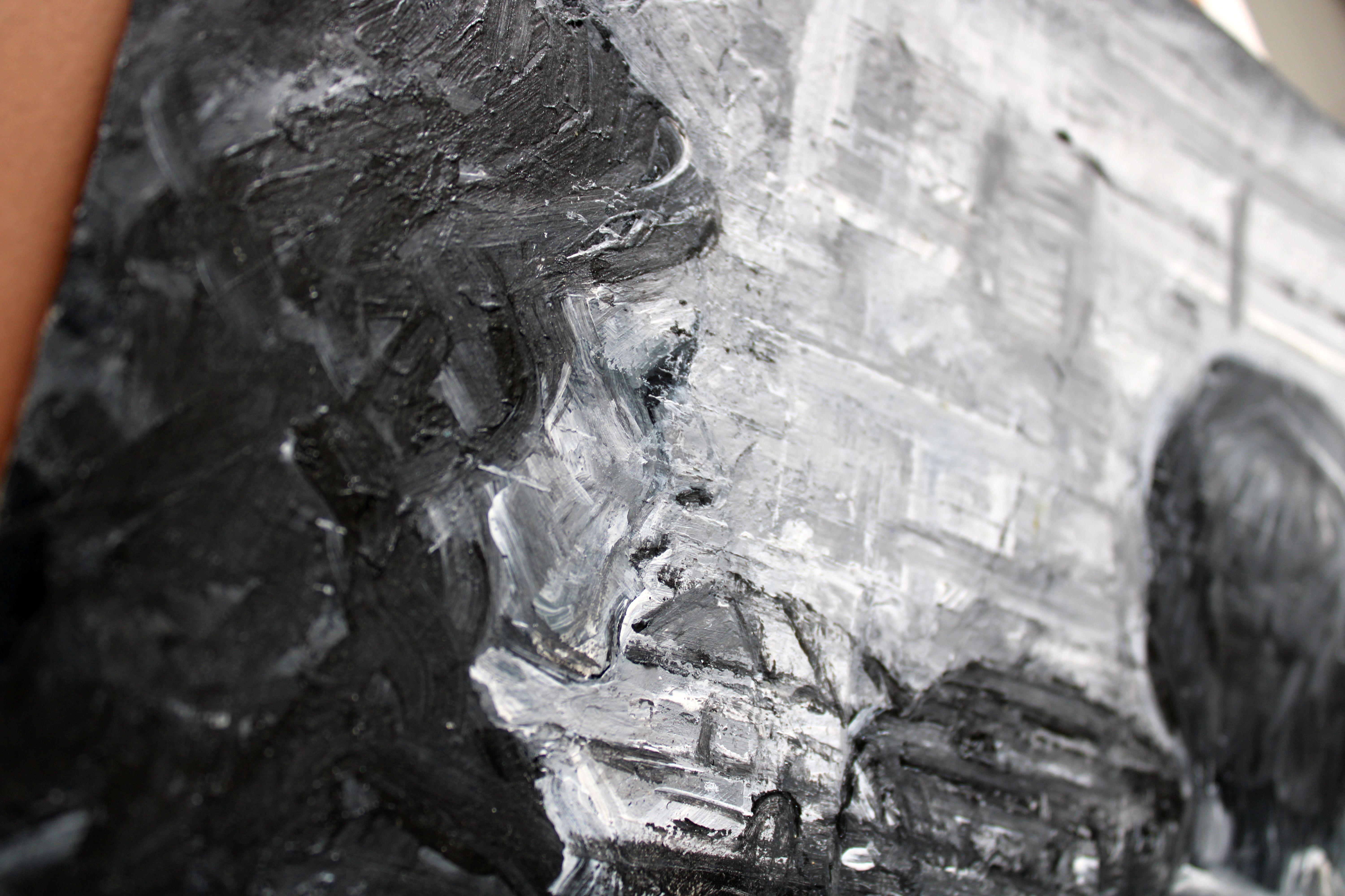 Zwei im Supermarkt. 2023, Papier, Acryl, 25x25 cm – Painting von Ansis Butnor