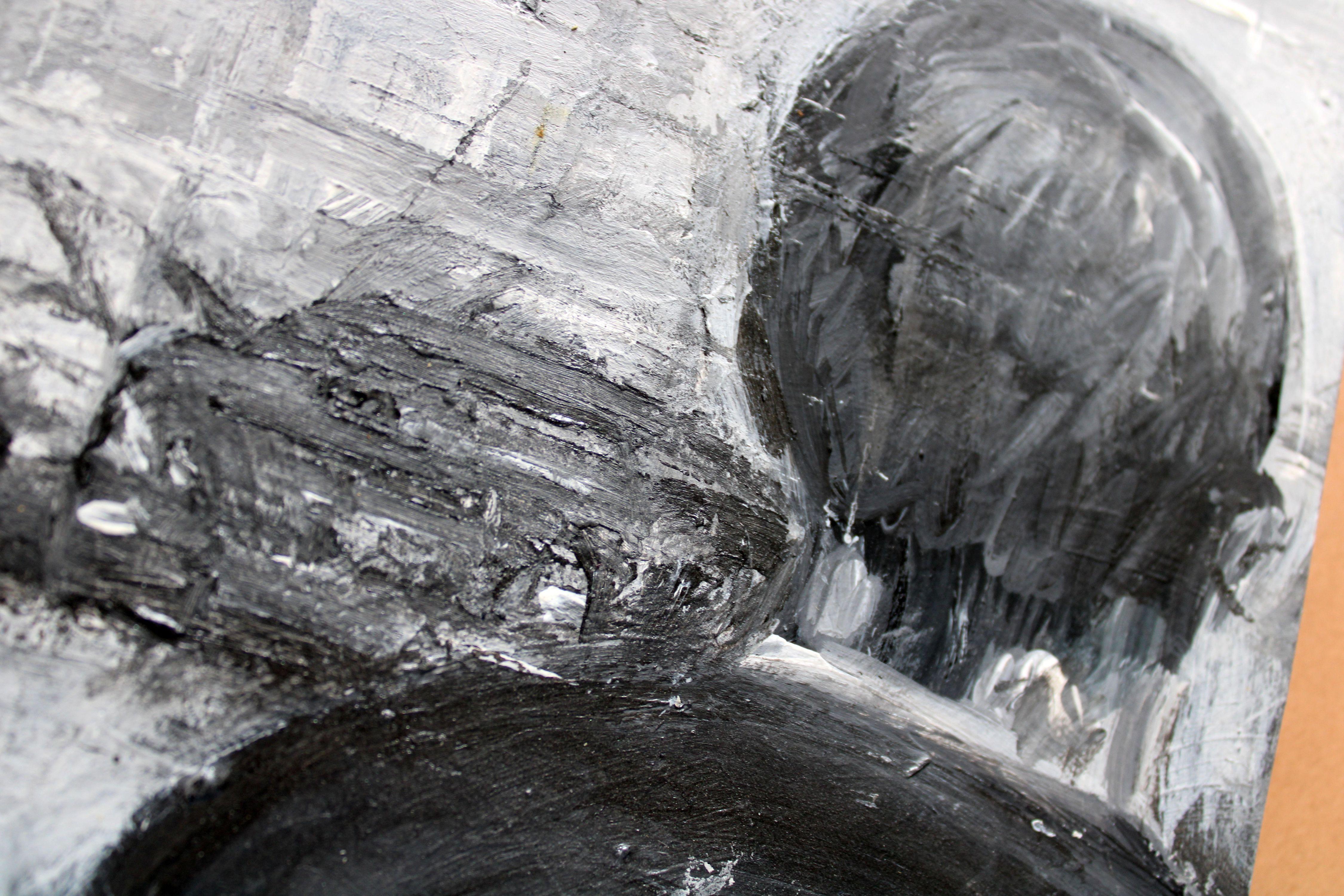 Zwei im Supermarkt. 2023, Papier, Acryl, 25x25 cm (Moderne), Painting, von Ansis Butnor