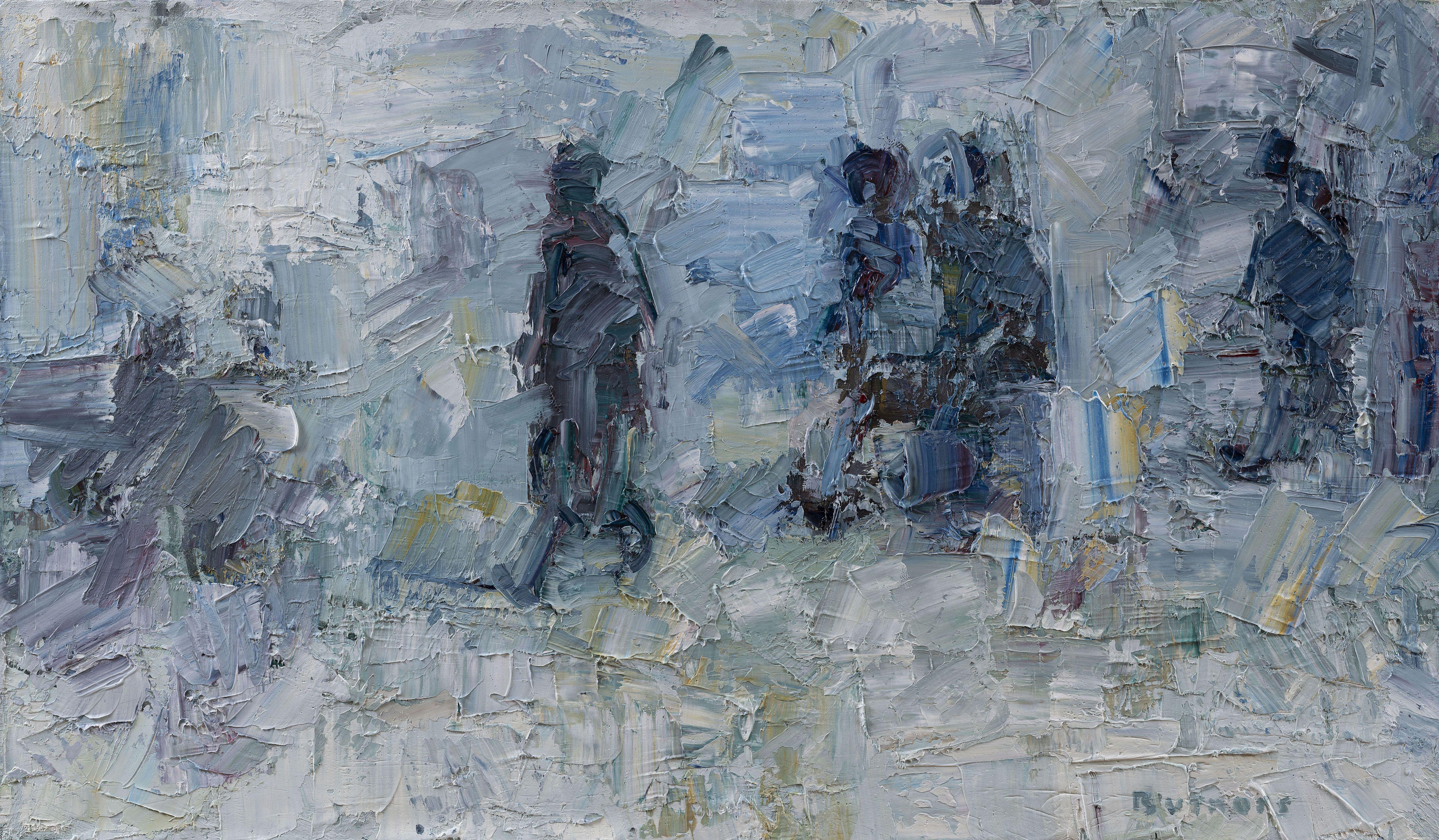 Walkers im Winter. 2023. Walkers. Öl auf Leinwand, 35X60 cm, Öl – Painting von Ansis Butnor