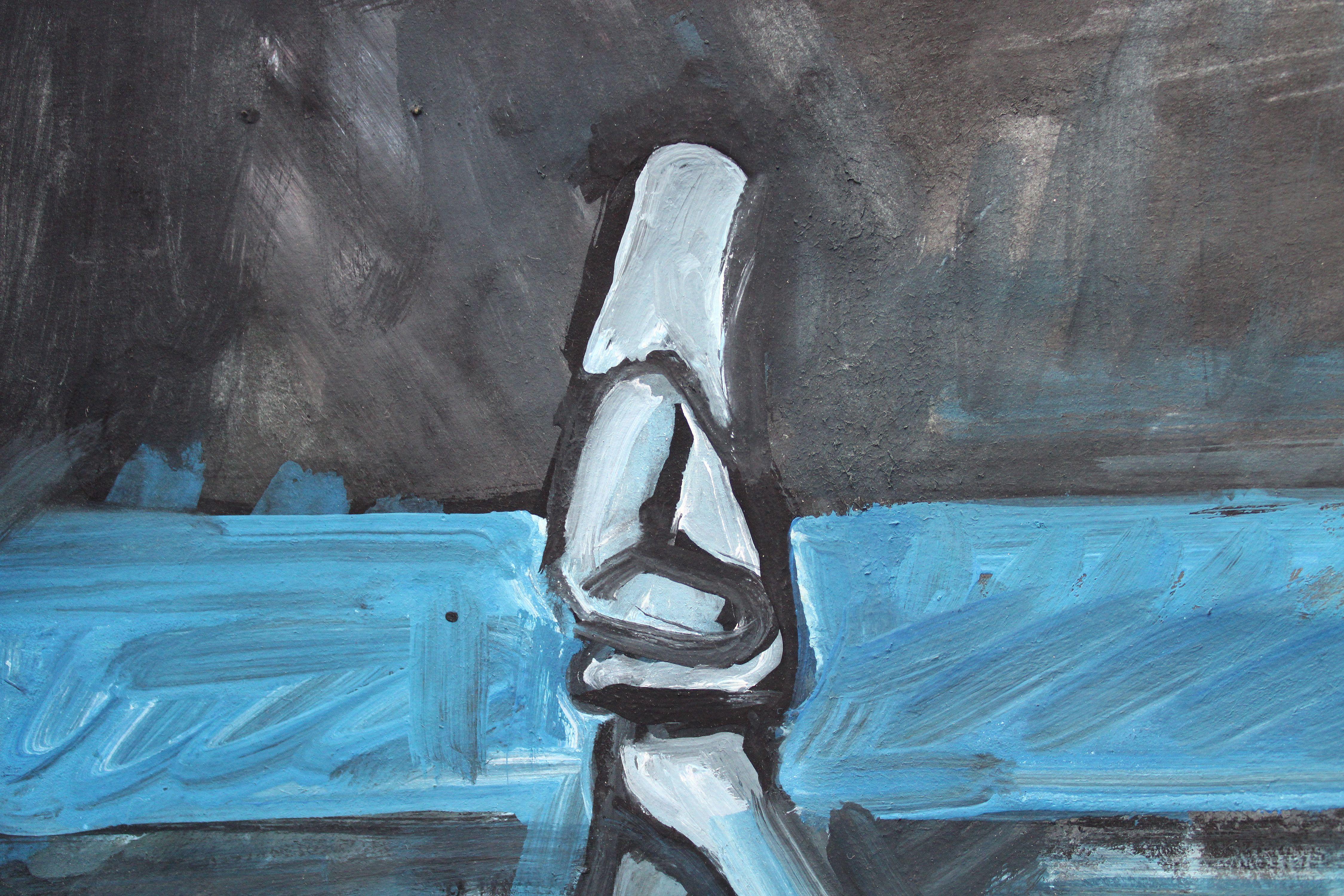 Spaziergang am Meer entlang. 2024, Gouache, Papier, 25x25 cm (Moderne), Painting, von Ansis Butnor