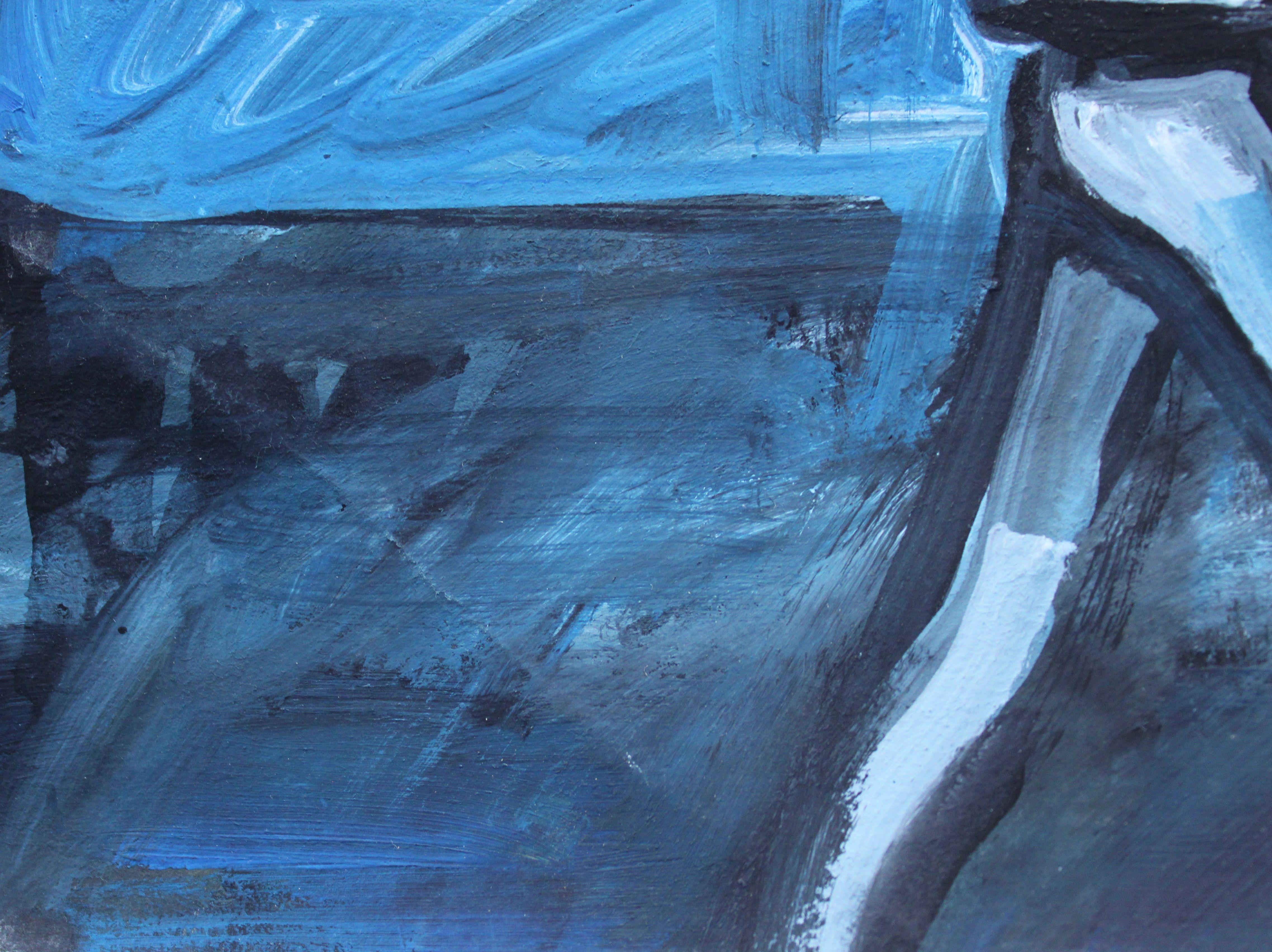 Spaziergang am Meer entlang. 2024, Gouache, Papier, 25x25 cm im Angebot 2