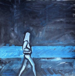 Walking along the sea. 2024, gouache, paper, 25x25 cm