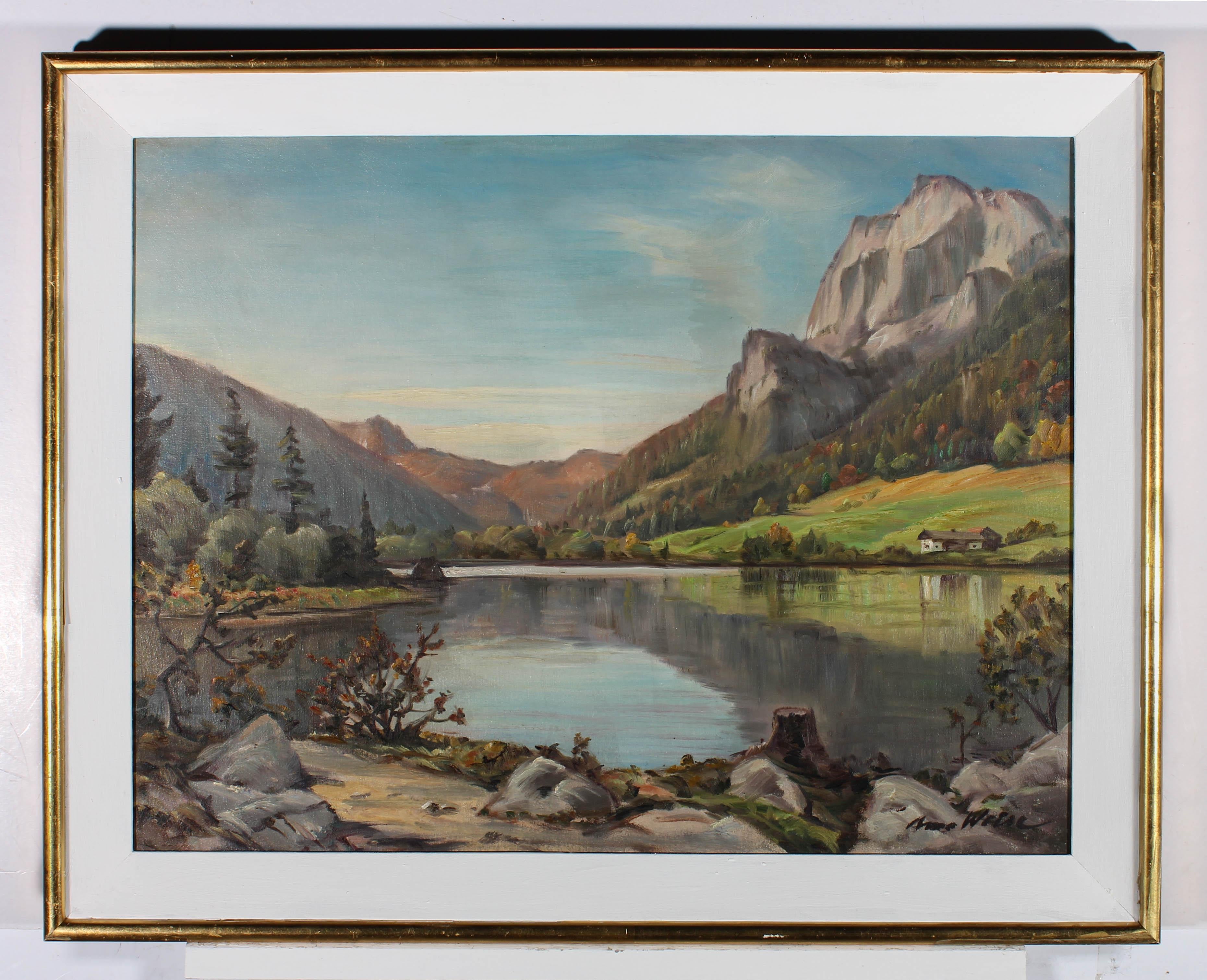 Anso Weise (1895-1986) - Framed Early 20th Century Oil, Lake Hintersee For Sale 1