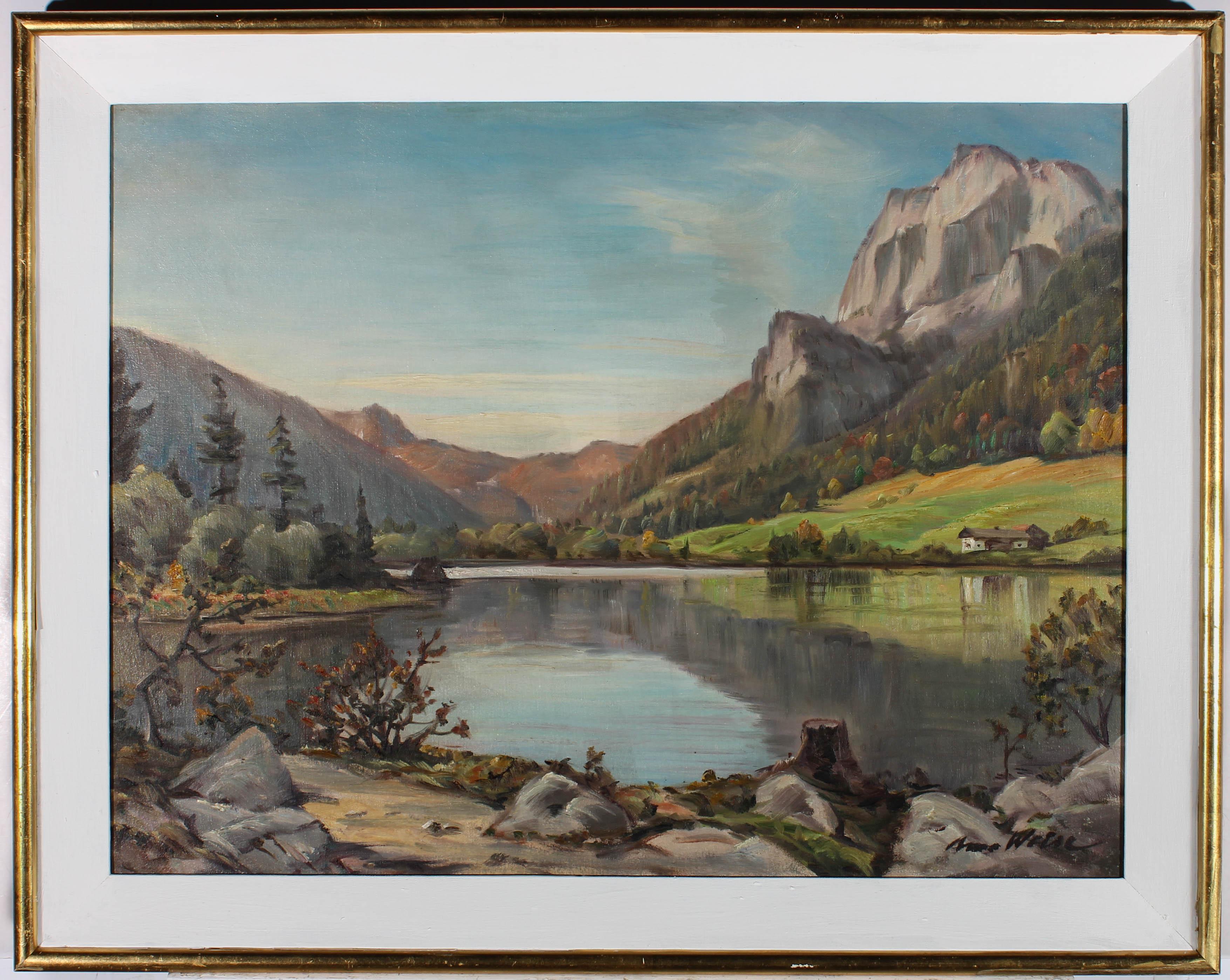 Anso Weise (1895-1986) - Encadré - Huile du début du 20e siècle, lac Hintersee
