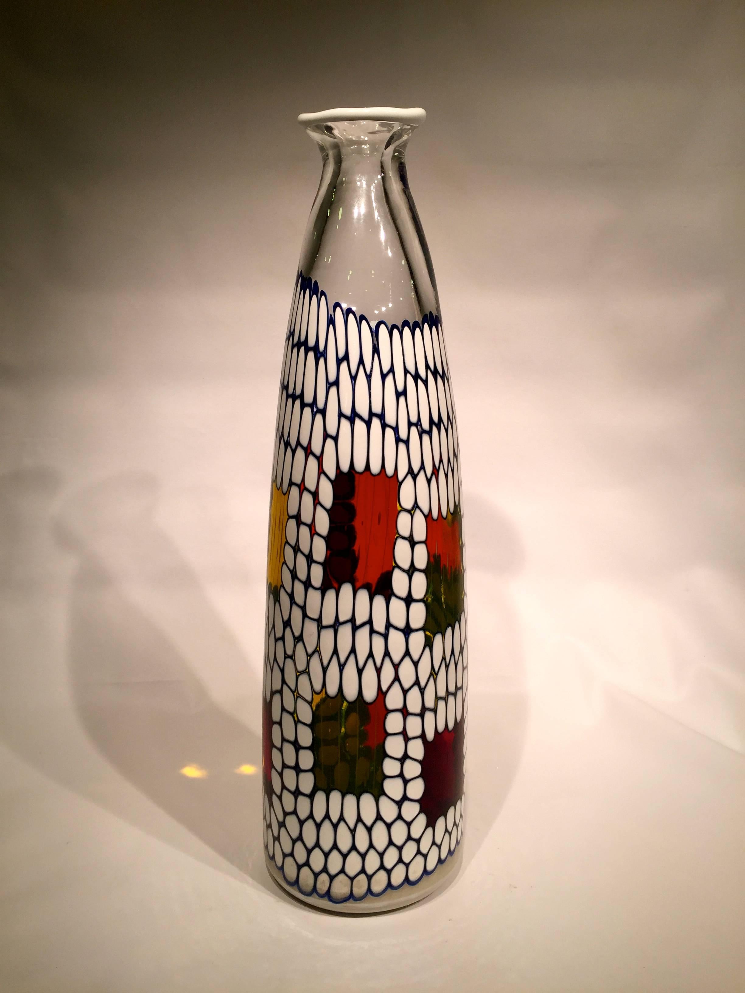 Mid-Century Modern ANSOLO FUGA for AVEM Murano Glass Multi-Color Vase, circa 1950 For Sale