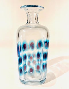 Ansolo Fuga Murano Glass transparent and Blue 1950 vase