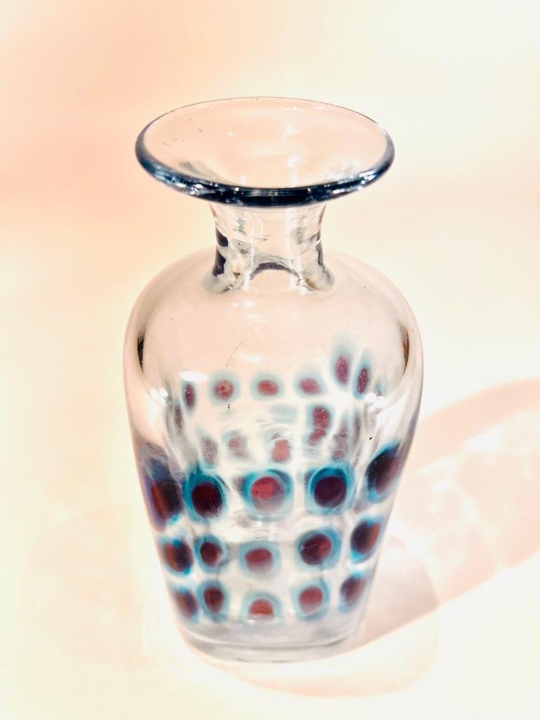 italien Vase Ansolo Fuga 1950 en verre de Murano transparent et bleu en vente