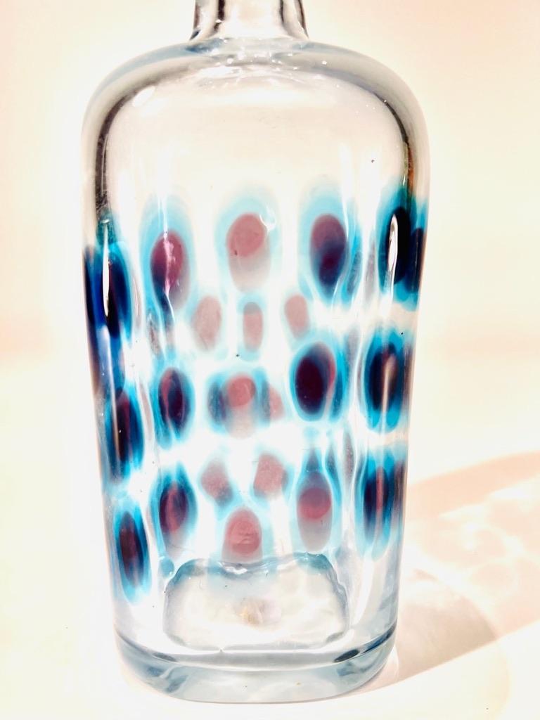 Other Ansolo Fuga Murano Glass transparent and Blue 1950 vase For Sale