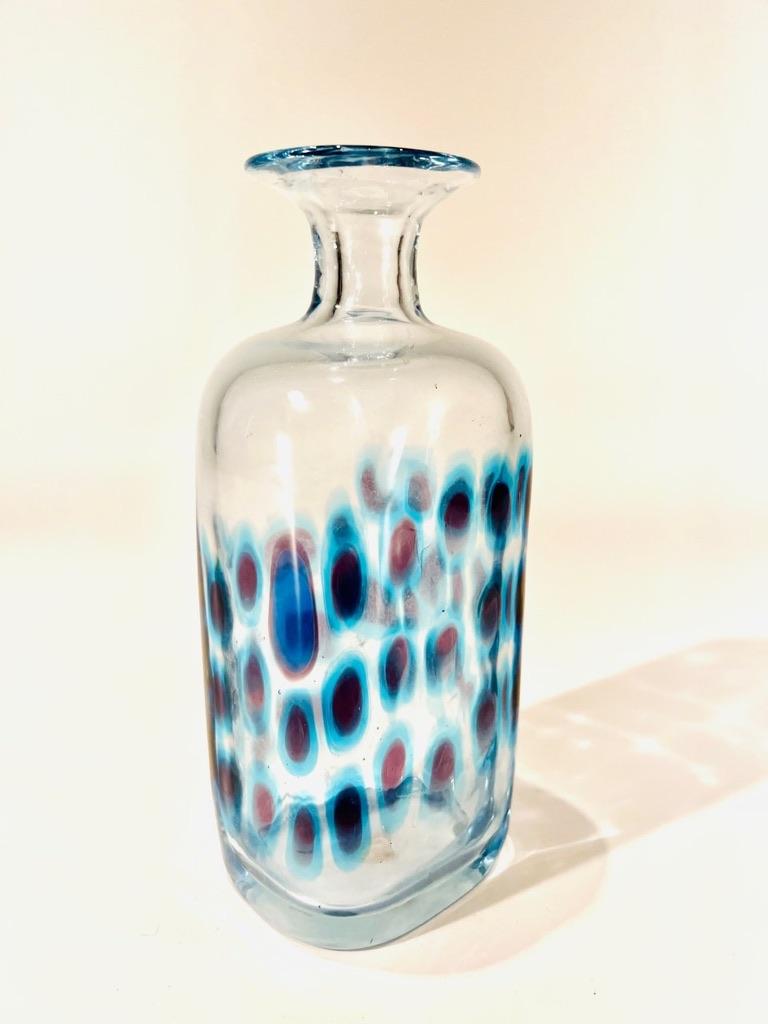 Milieu du XXe siècle Vase Ansolo Fuga 1950 en verre de Murano transparent et bleu en vente