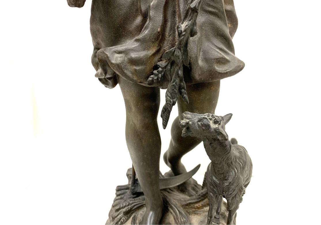 Ansonia Clock Co. Spelter Figure Of Boy With Goat For Sale 3