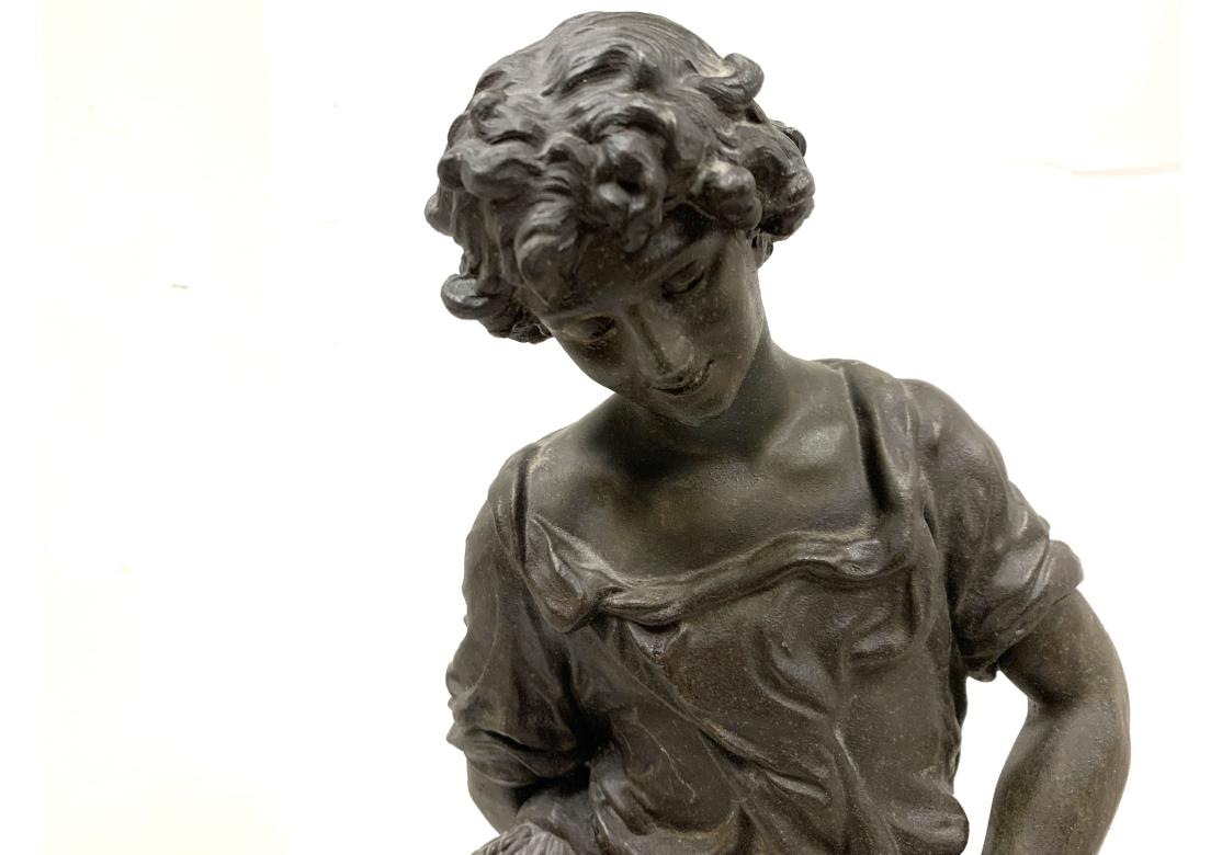 Ansonia Clock Co. Spelter Figure Of Boy With Goat For Sale 4