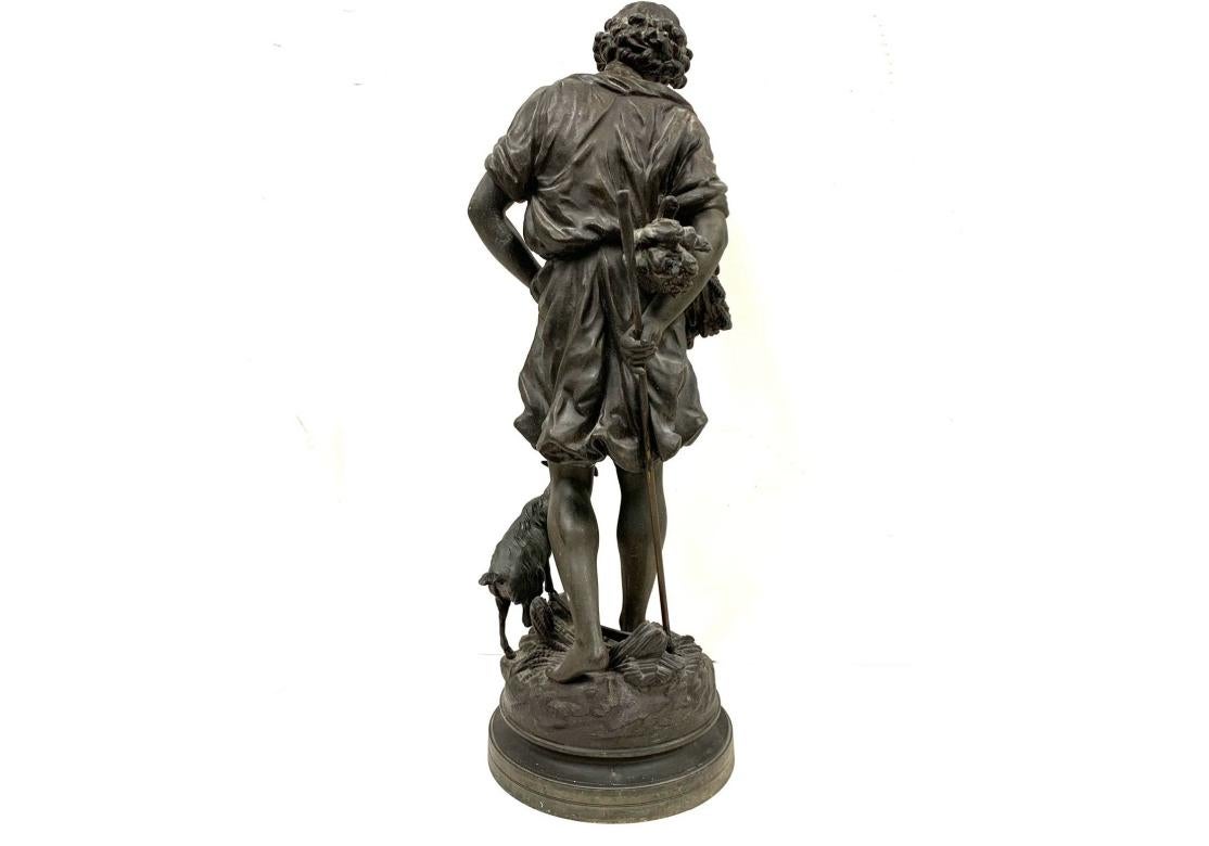Cast Ansonia Clock Co. Spelter Figure Of Boy With Goat For Sale