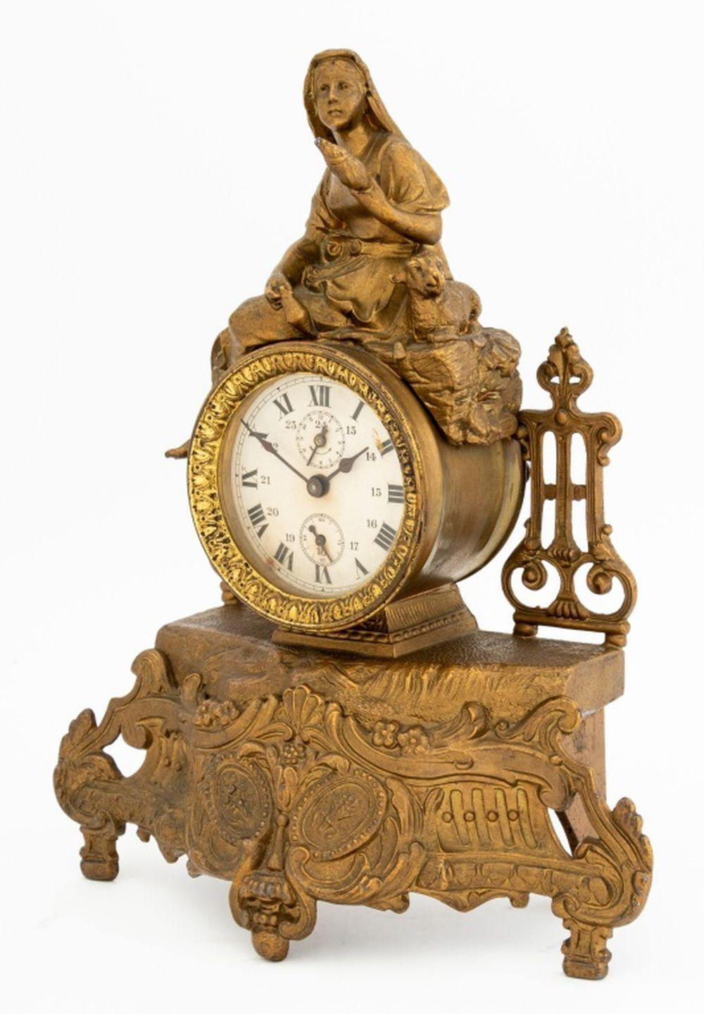 Ansonia Gilt Metal Figural Mantel Clock In Good Condition For Sale In Astoria, NY