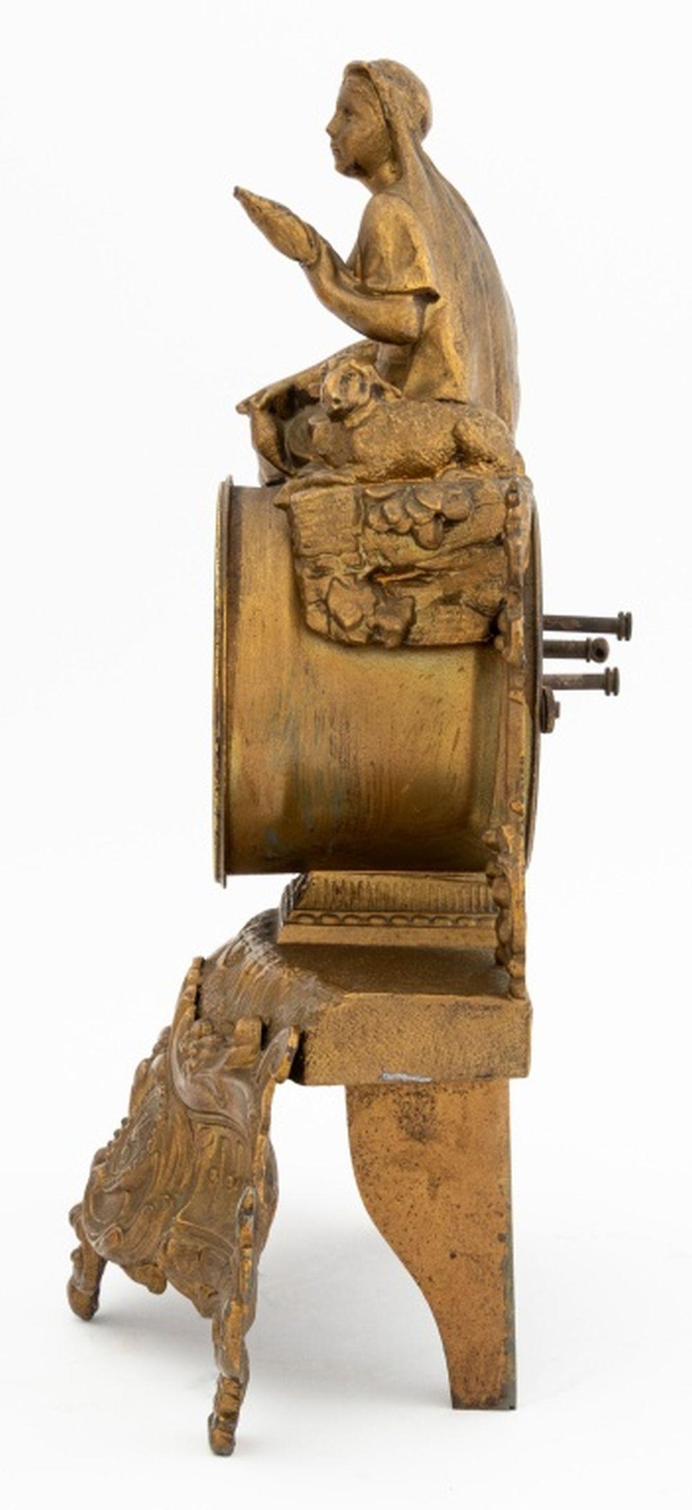 19th Century Ansonia Gilt Metal Figural Mantel Clock For Sale