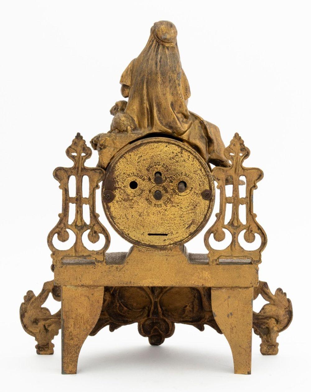 Ansonia Gilt Metal Figural Mantel Clock For Sale 1