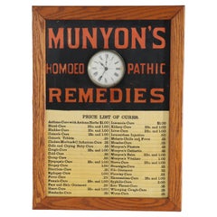 Ansonia Munyon Homeopathic Rems Advertising Oak & Enameled Tin Plate Clock c1910