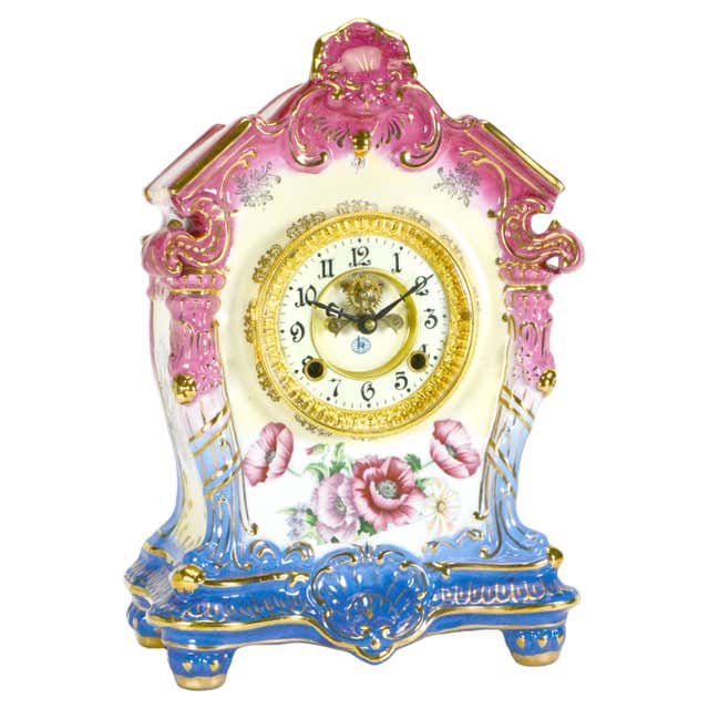 French Thin Glass Pinwheel Escapement Big Wheel Marble Base Skeleton ...