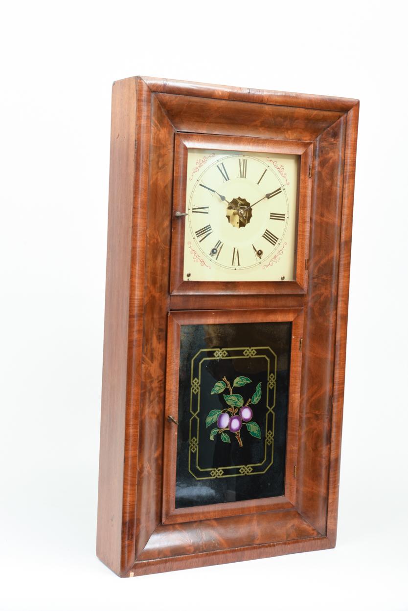 Mid-19th Century Ansonian Burled Walnut Case Wall Clock