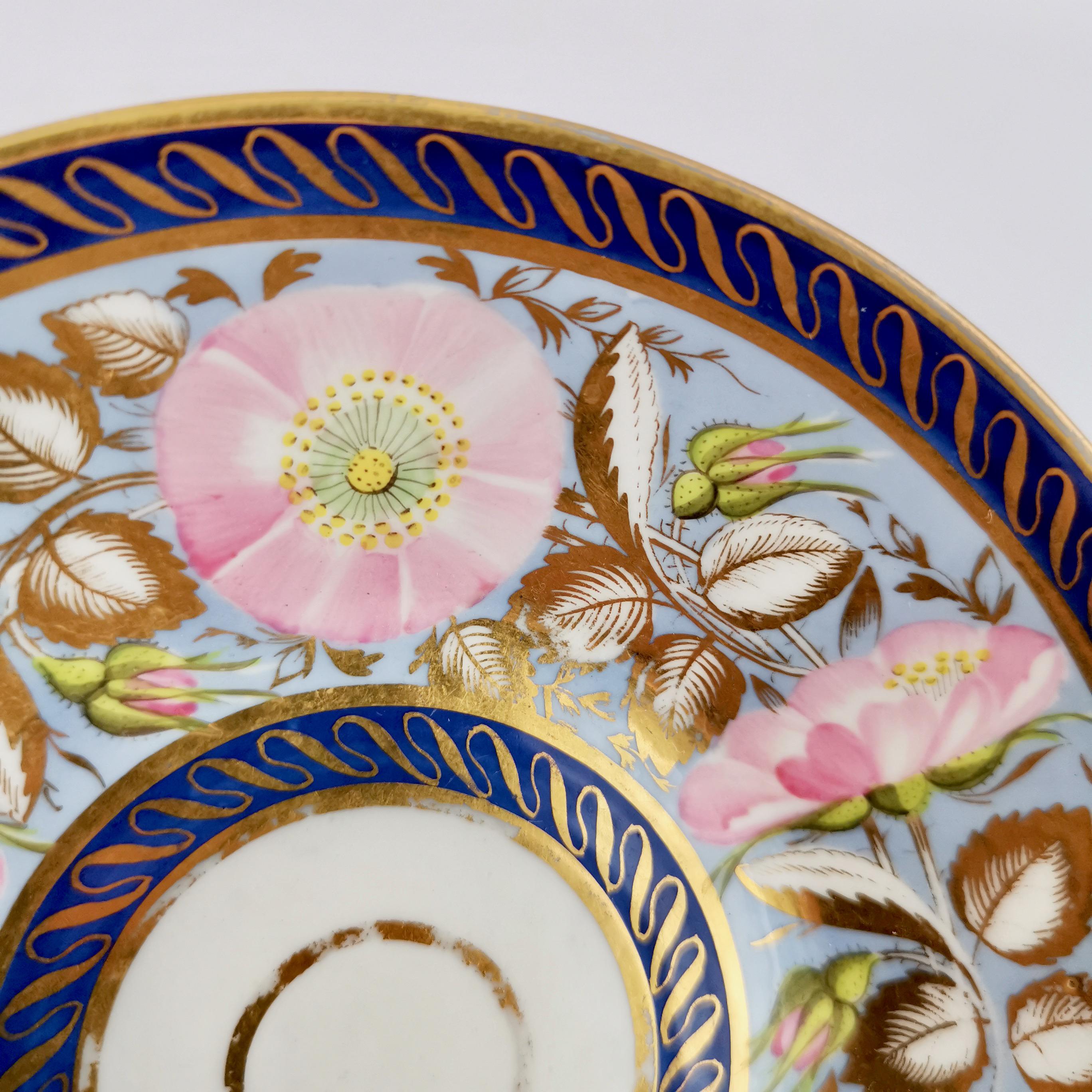 Anstice Horton & Rose Coffee Cup, Periwinkle and Pink Roses, Regency ca 1812 2