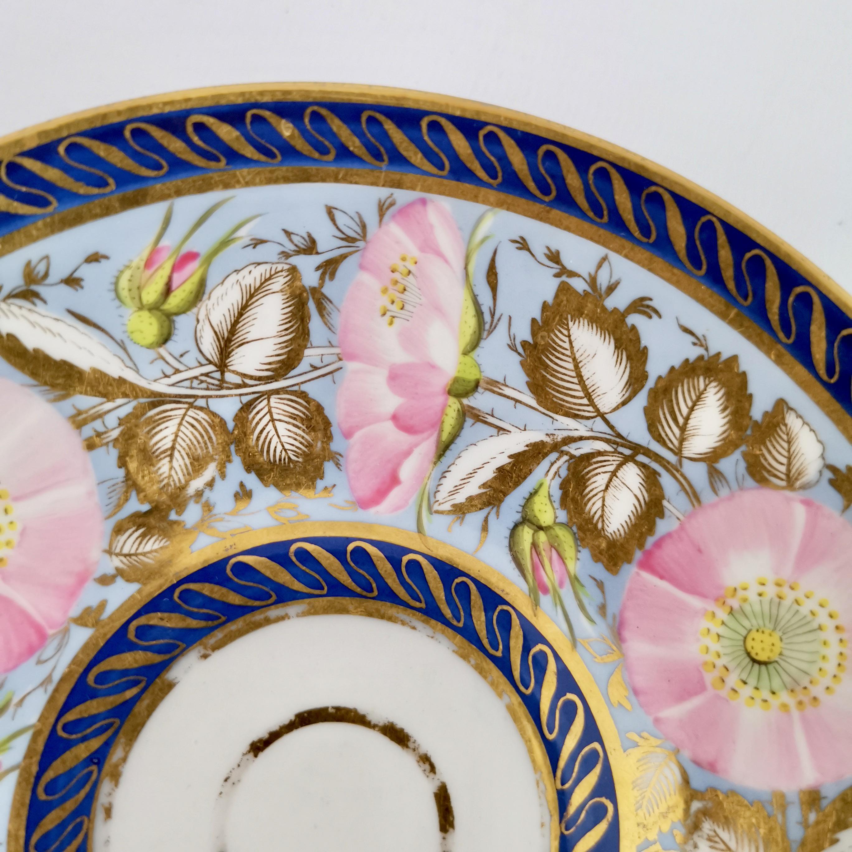 Anstice Horton & Rose Coffee Cup, Periwinkle and Pink Roses, Regency ca 1812 3