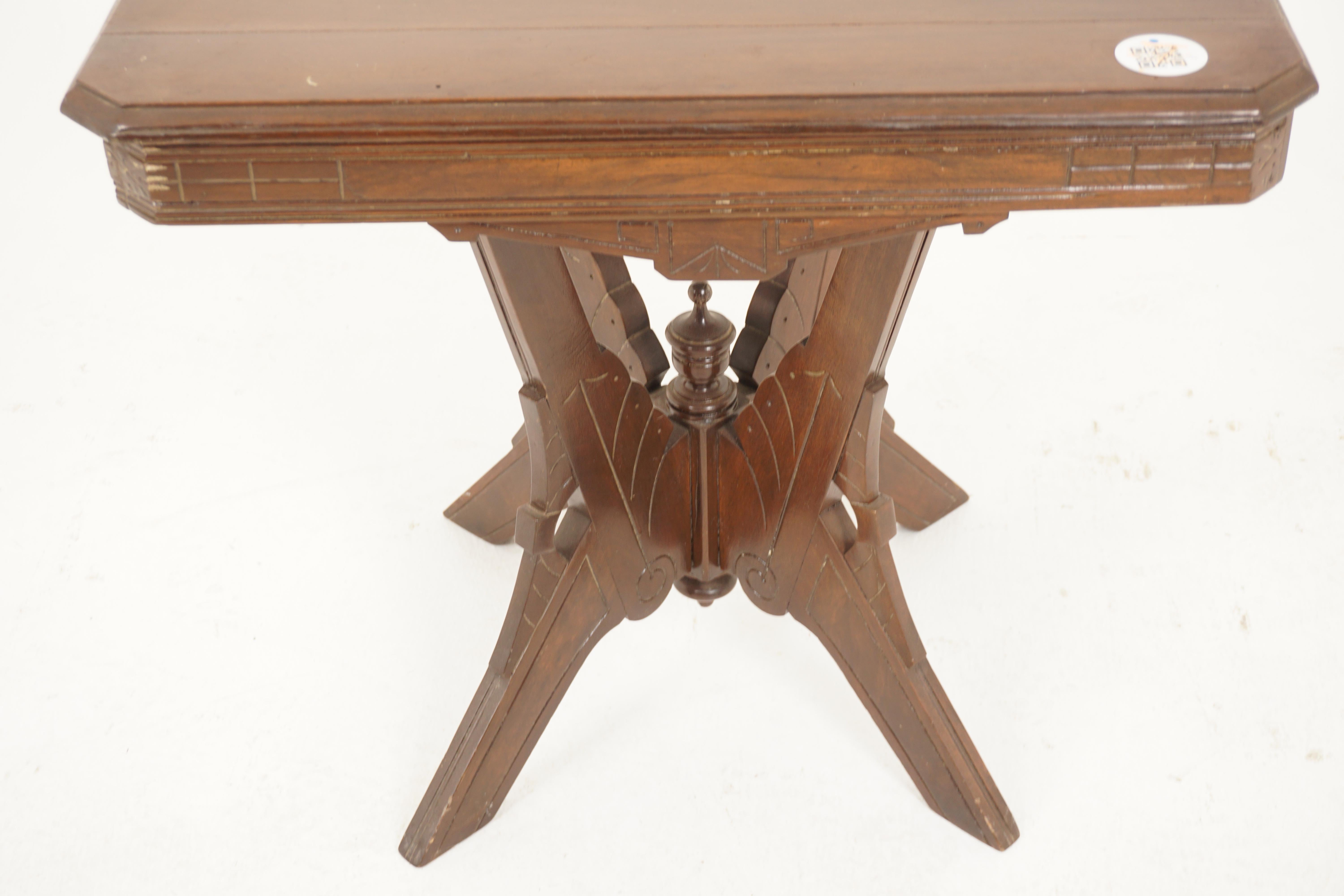 Ant. American Carved Walnut Eastlake Parlour Table, American, 1890 For Sale 7